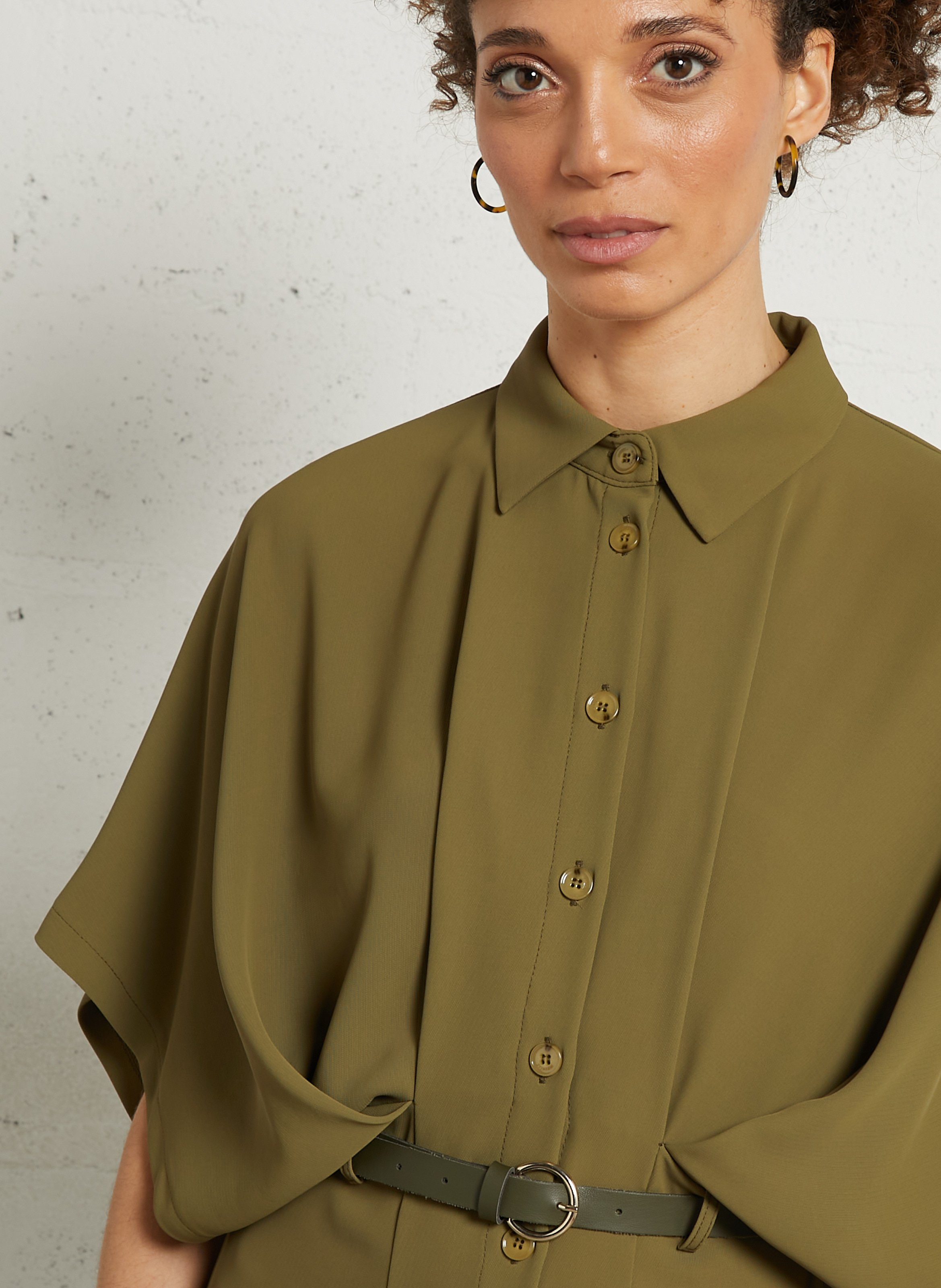 Long dress with classic collar IMPERIAL Green