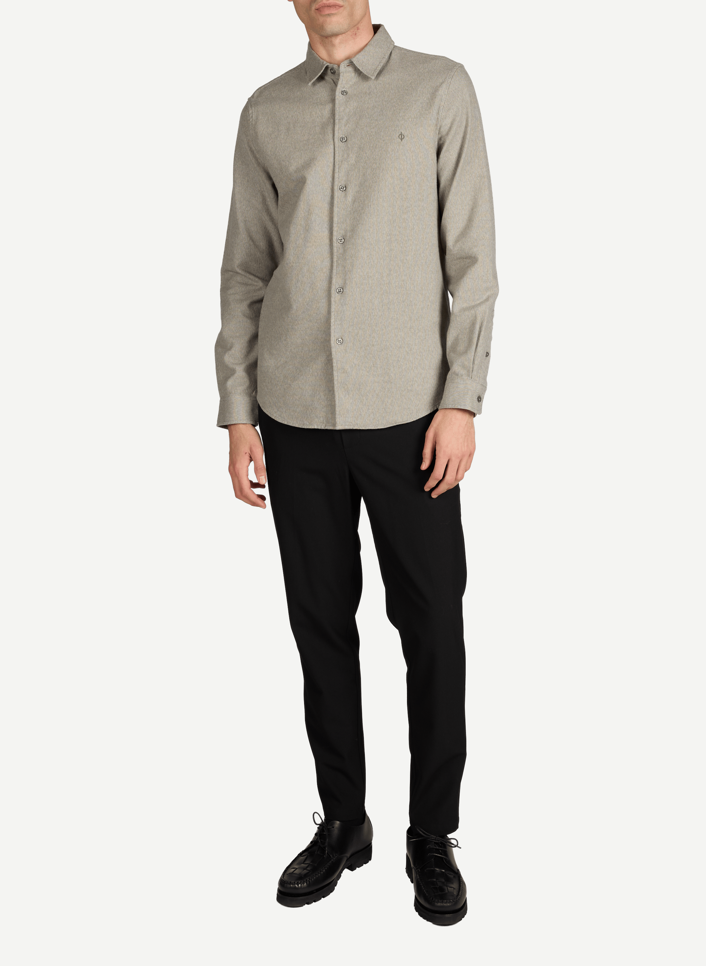 Organic cotton shirt with classic collar SAMSOE SAMSOE Grey