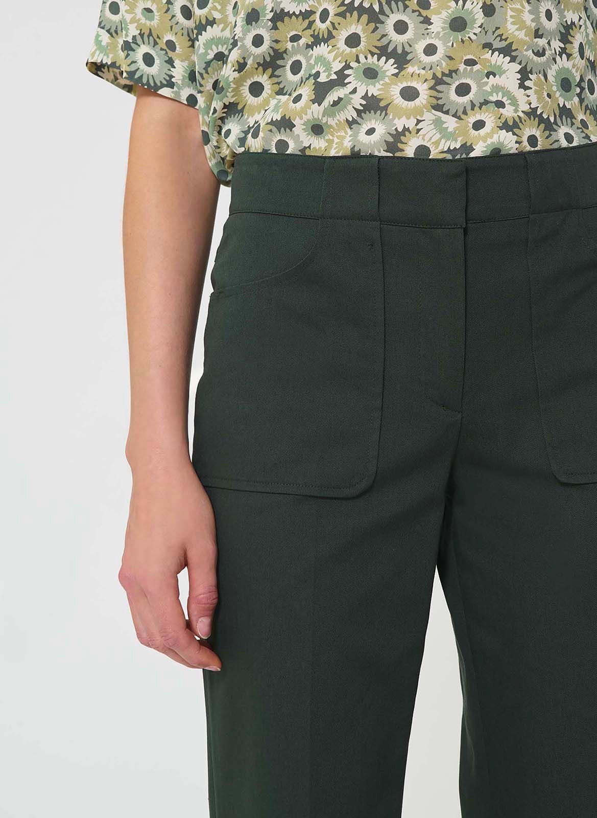 Pantalon évasé uni taille haute TARA JARMON Vert