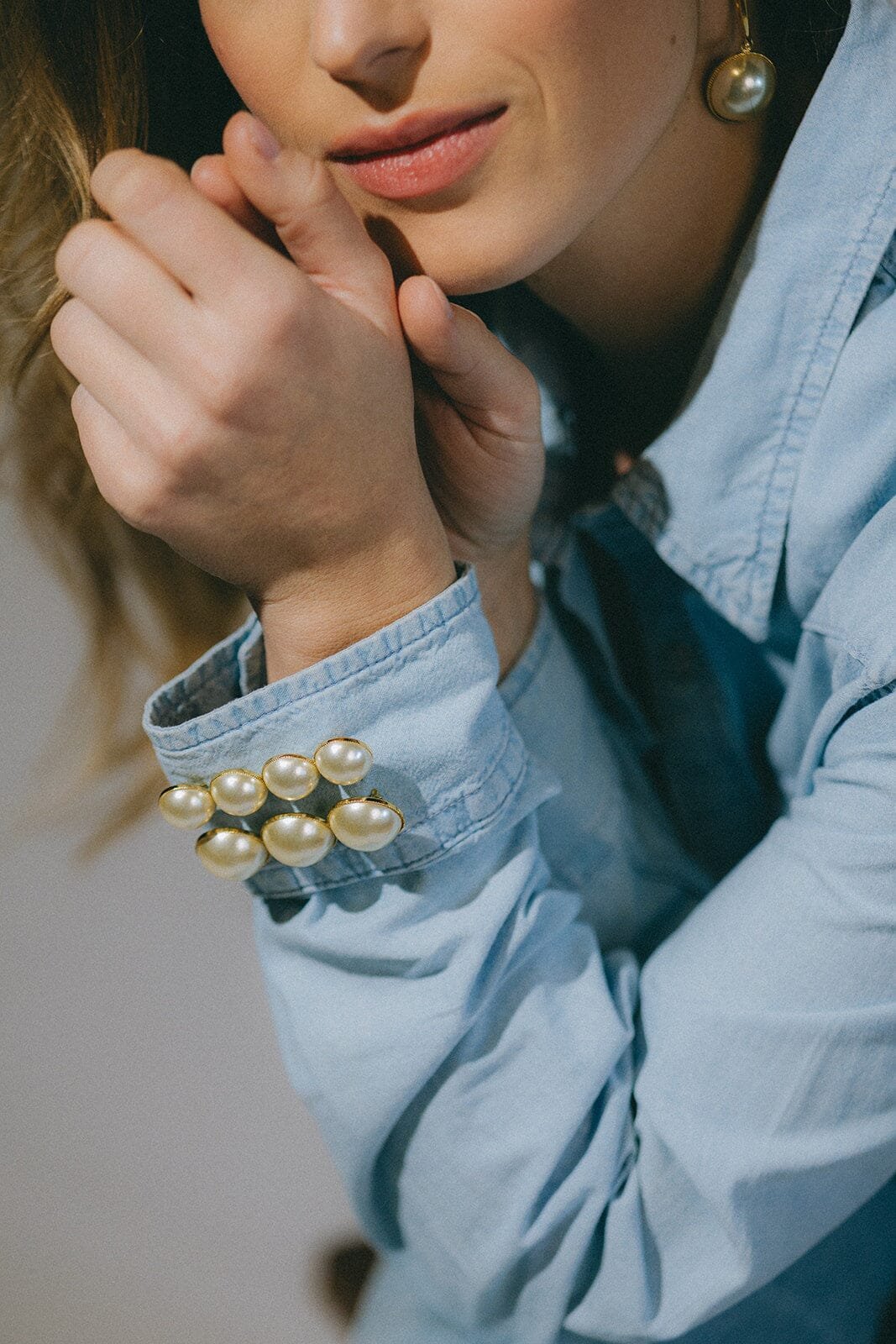 Gold-plated pearl brooch MONSIEUR SIMONE Golden