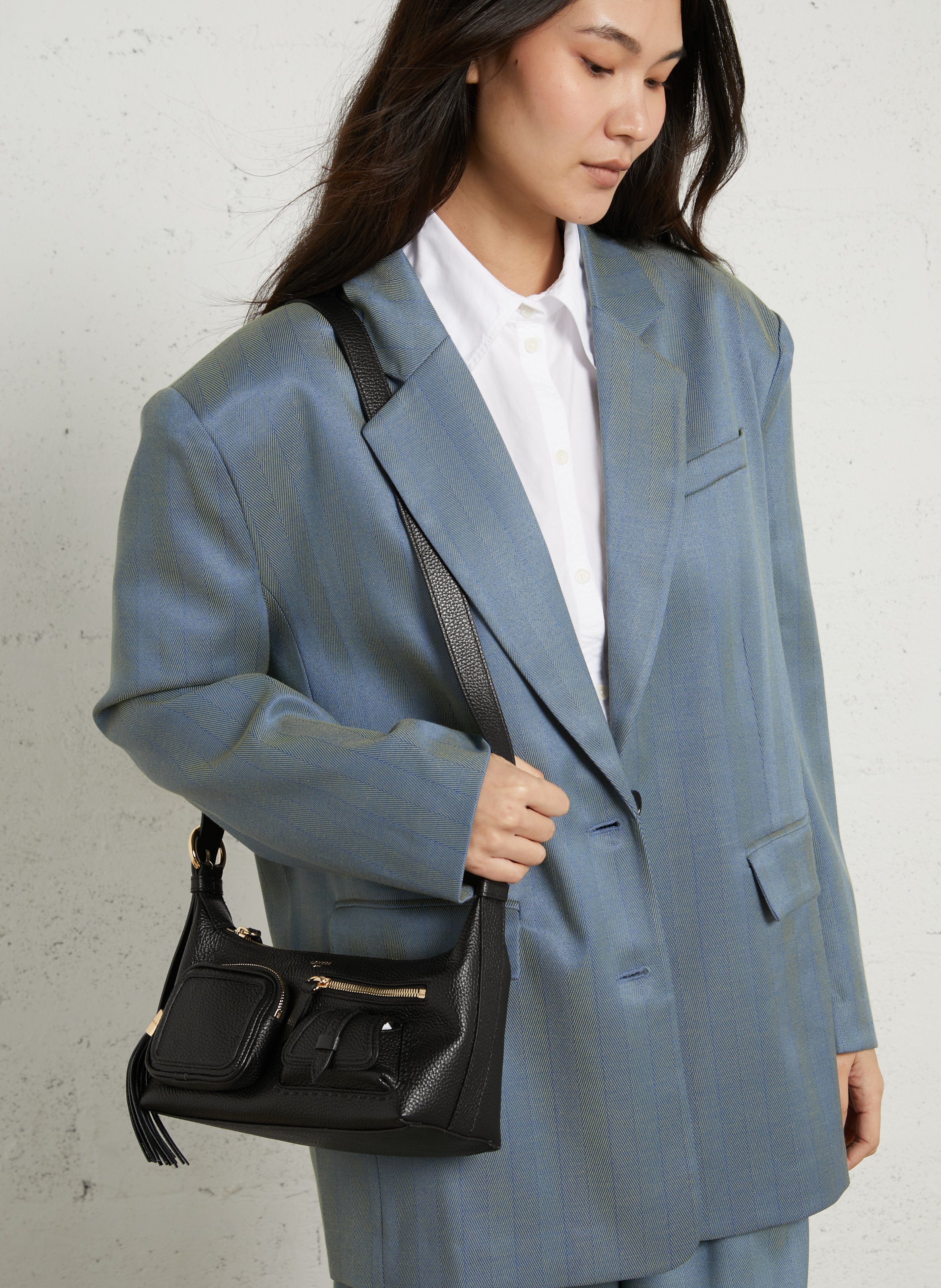 Schoudertas van leer LANCEL Zwart