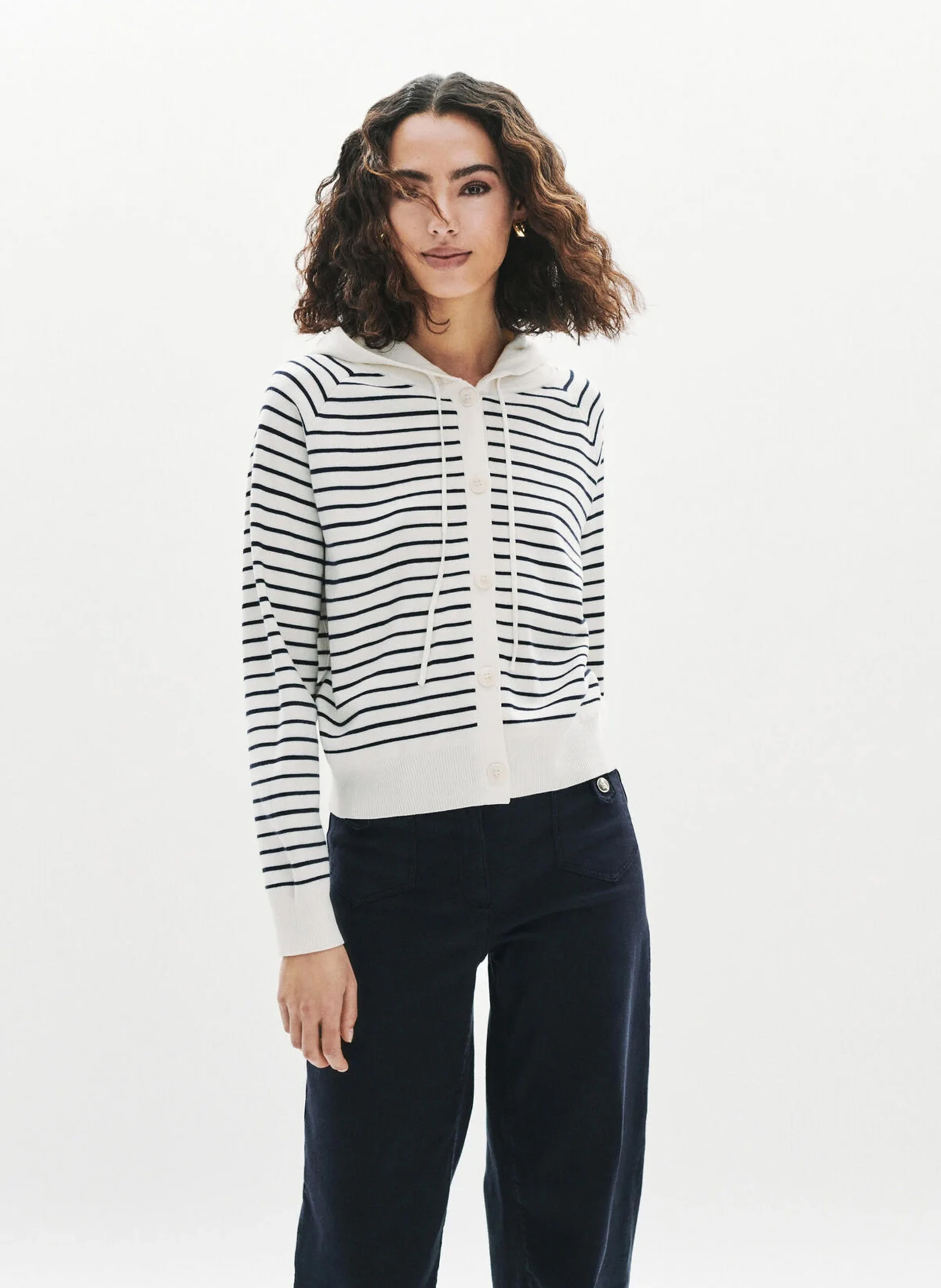 Gestreifter Hoodie-Sweater CAROLL Blau