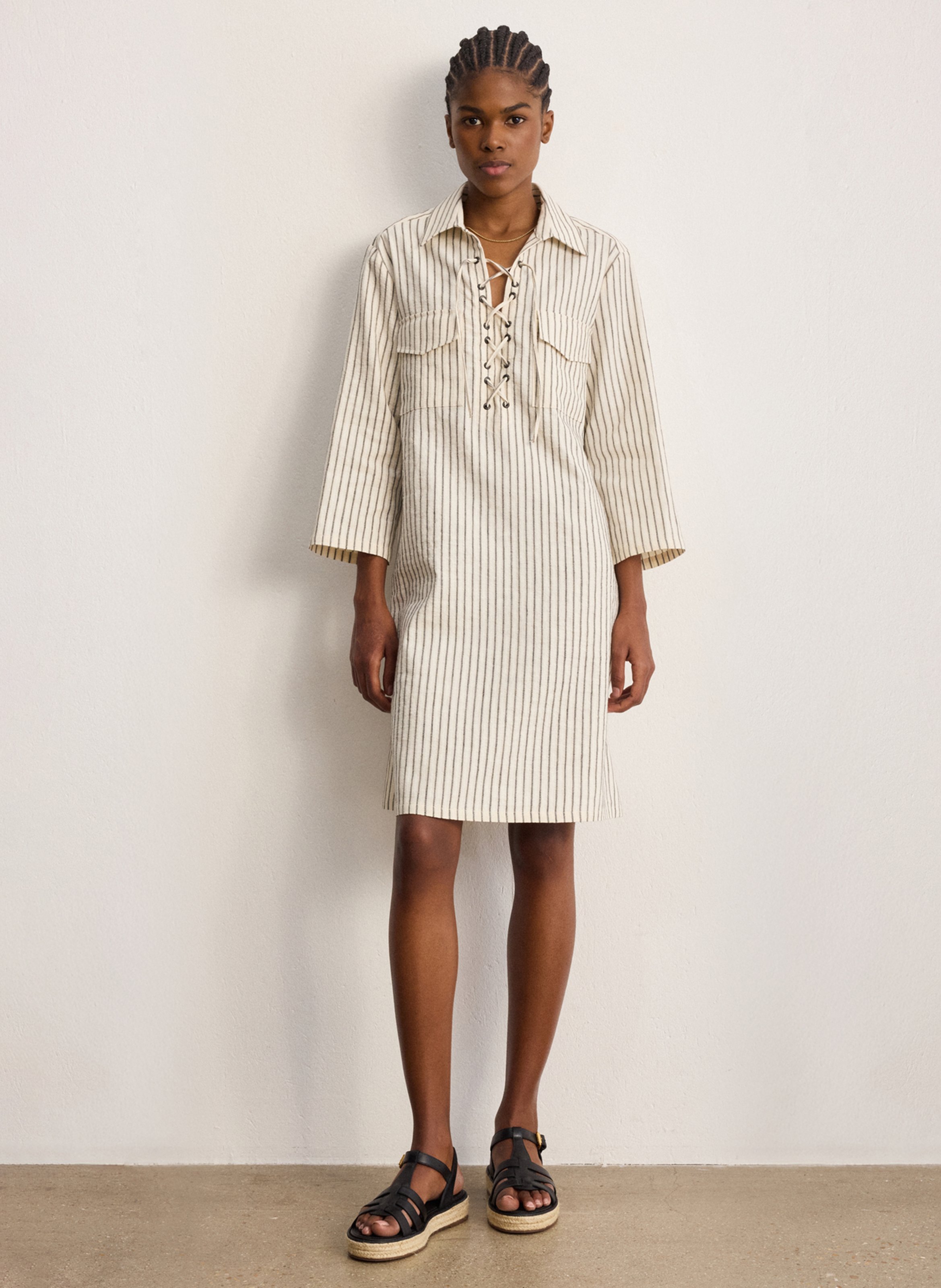 Robe courte col classique PABLO Beige