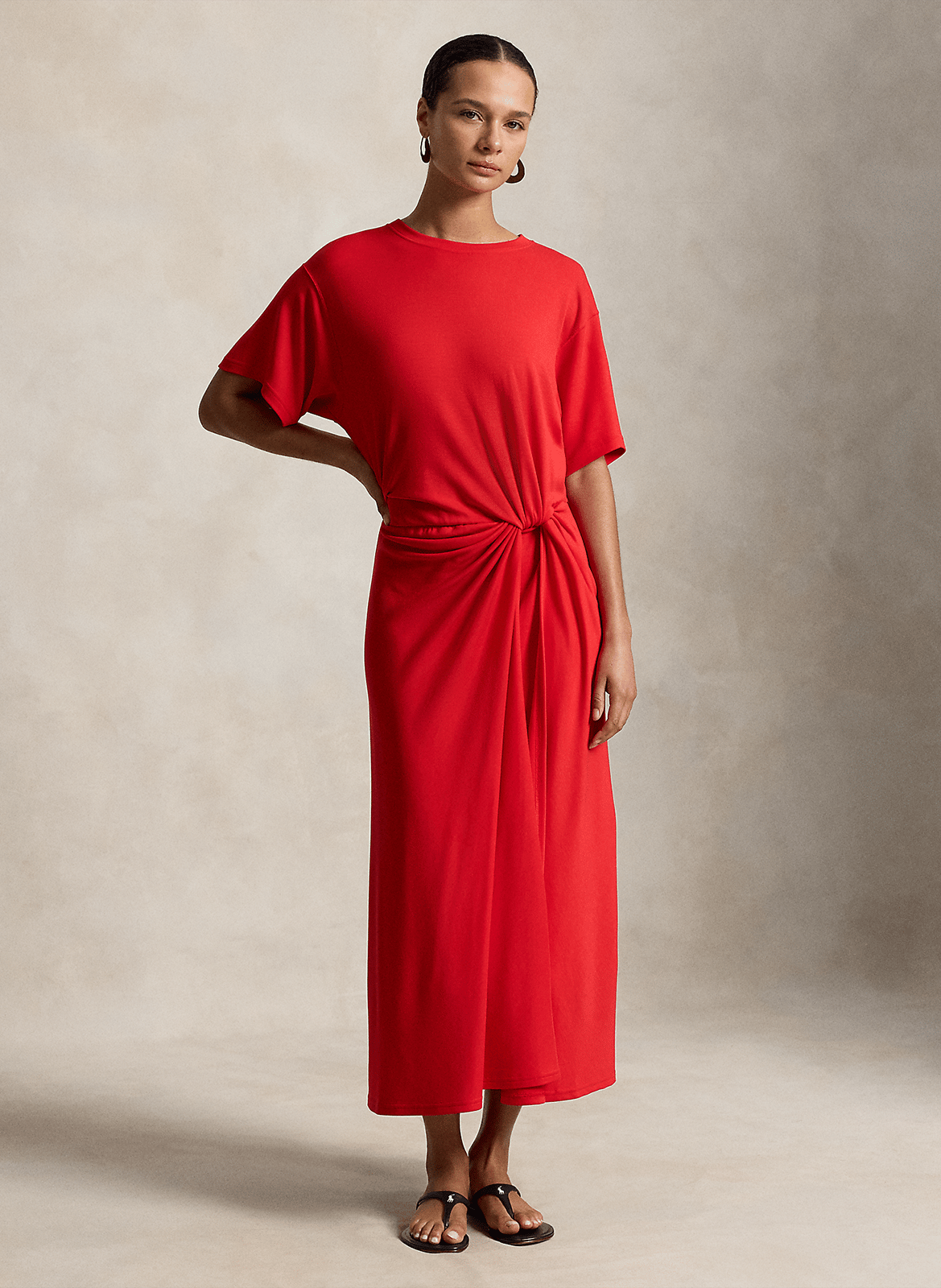 Gedraperetes langes Kleid POLO RALPH LAUREN Rot