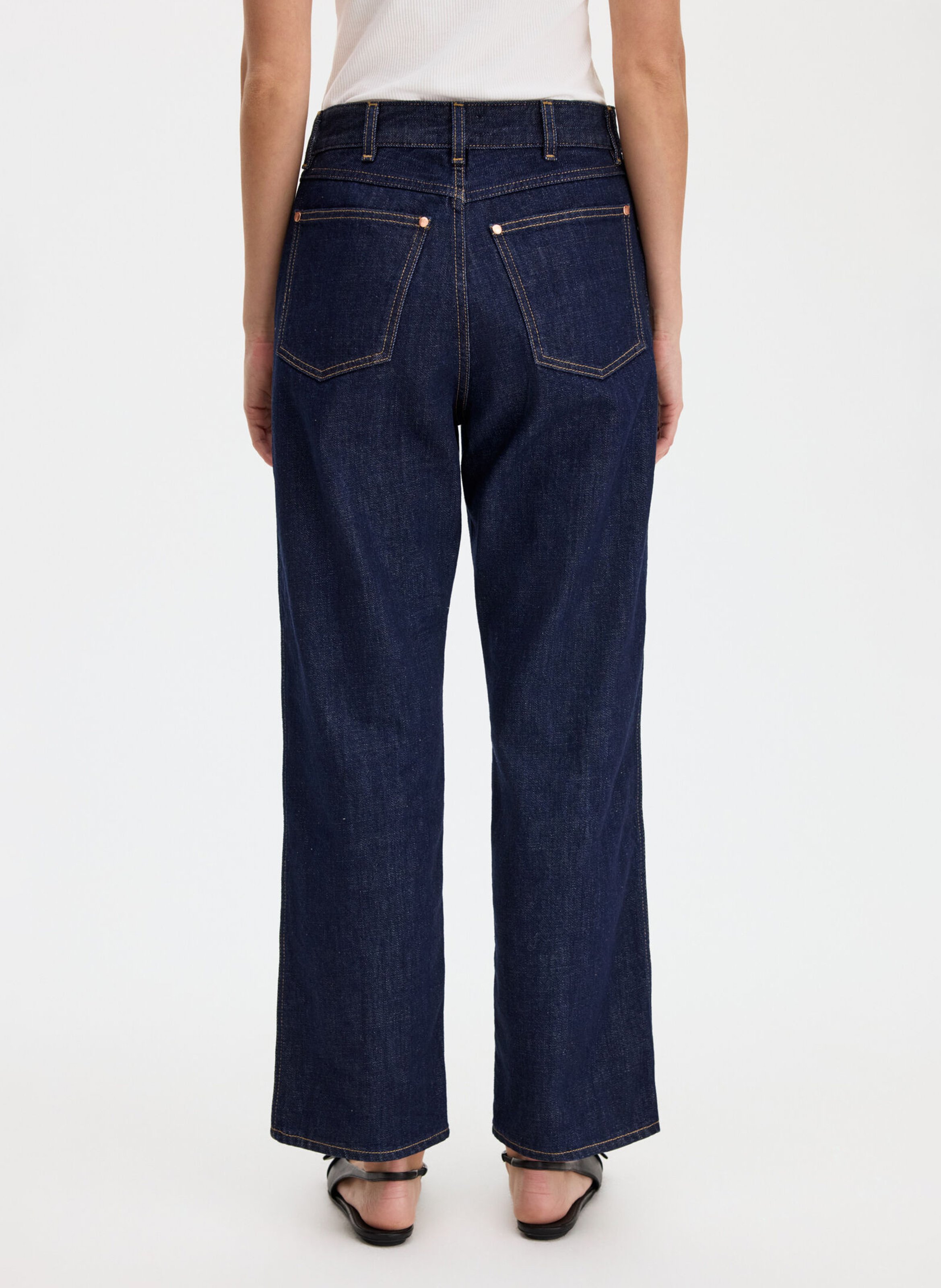 Jean droit taille haute en denim brut FILIPPA K Bleu