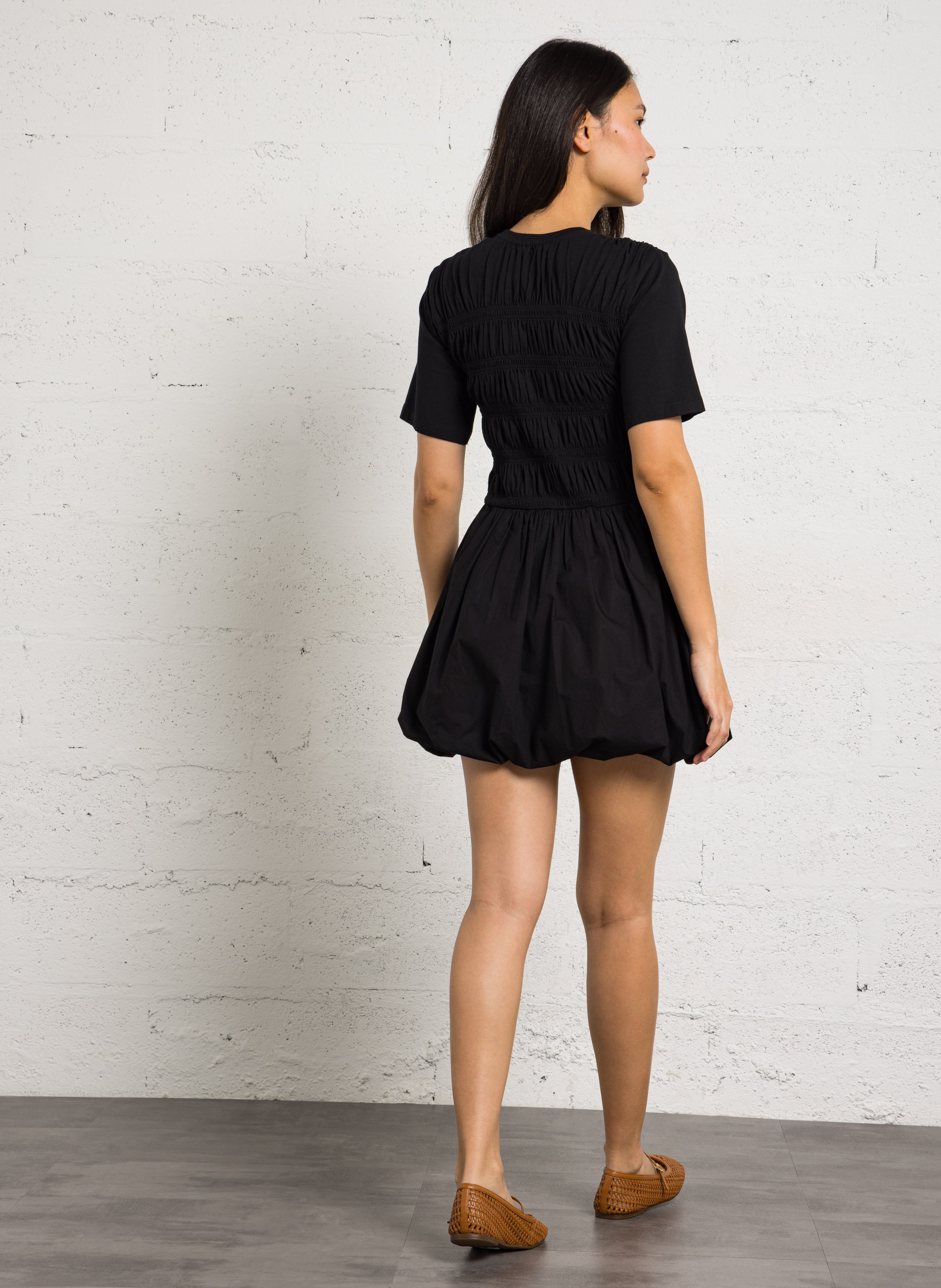 Roe courte à smocks en jersey DES PETITS HAUTS Noir