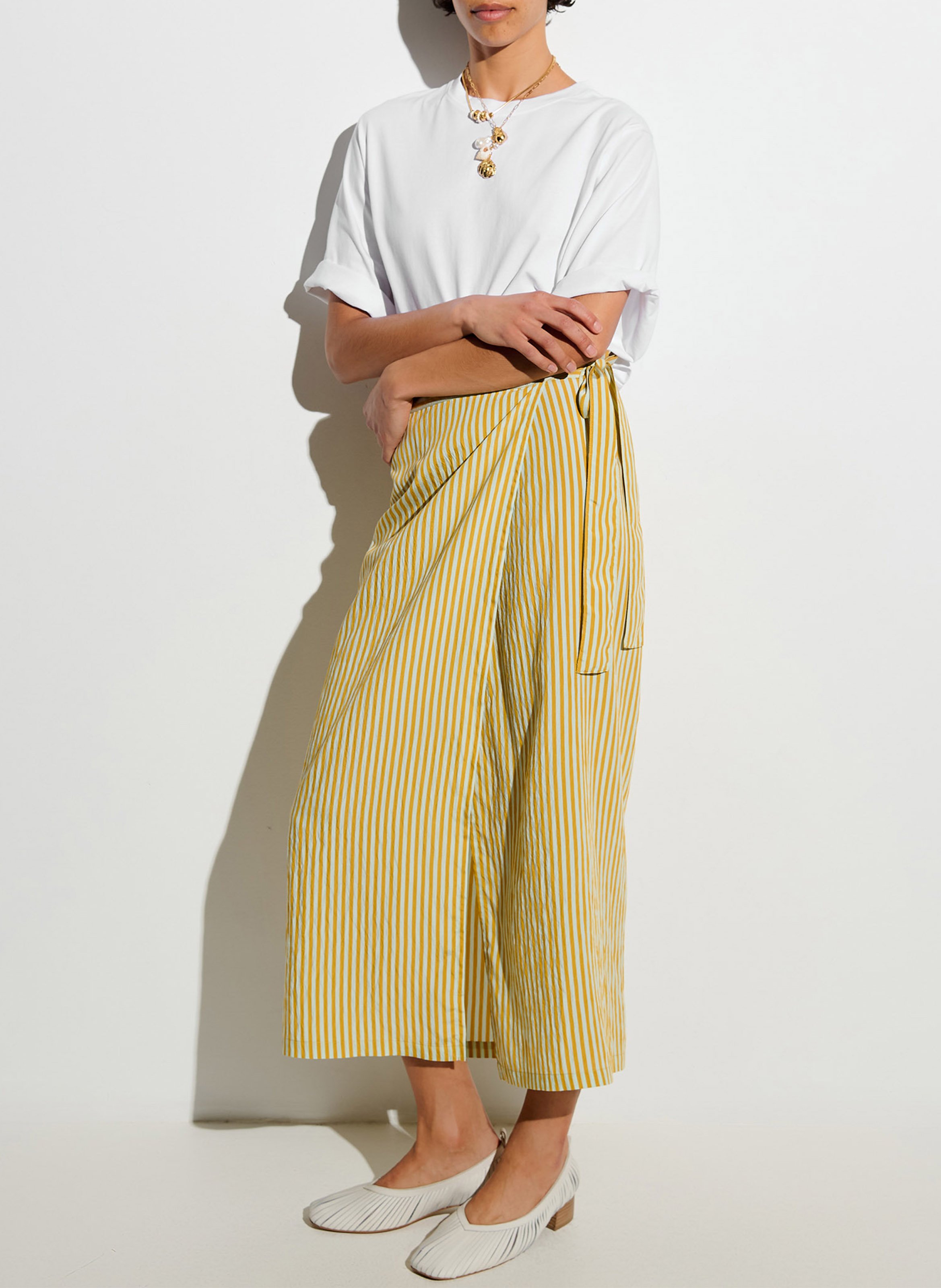 Jupe longue portefeuille rayée SESSUN Jaune