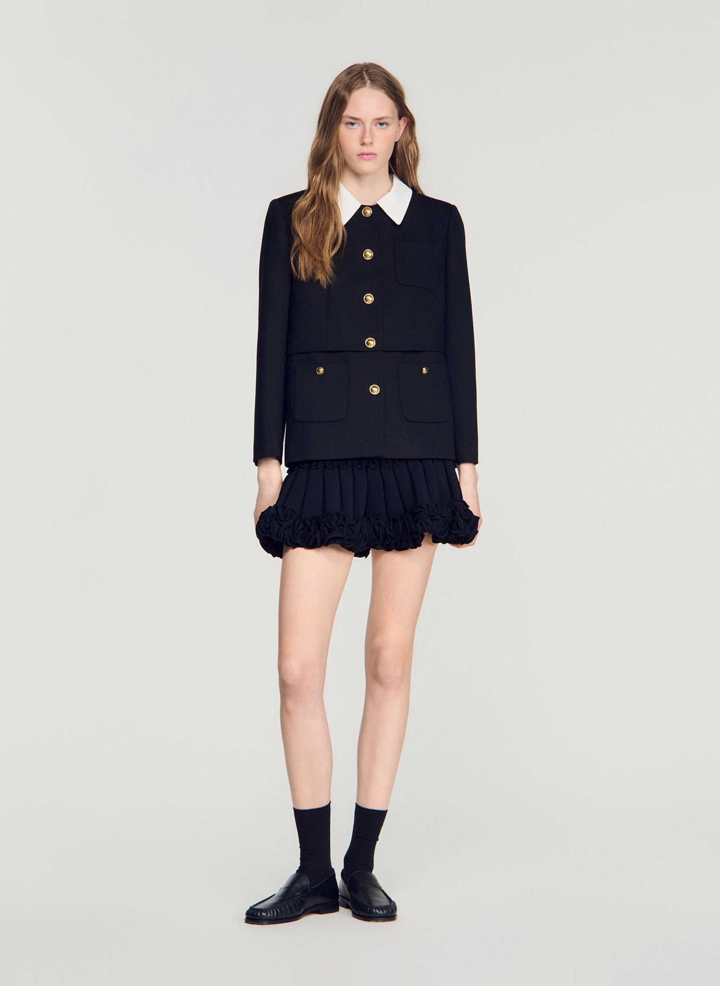 Veste de tailleur en laine SANDRO Noir