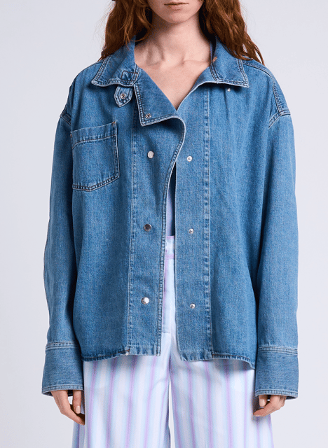 Oversized, katoenen spijkerjasje met klassieke kraag MARGAUX LONNBERG Blauw