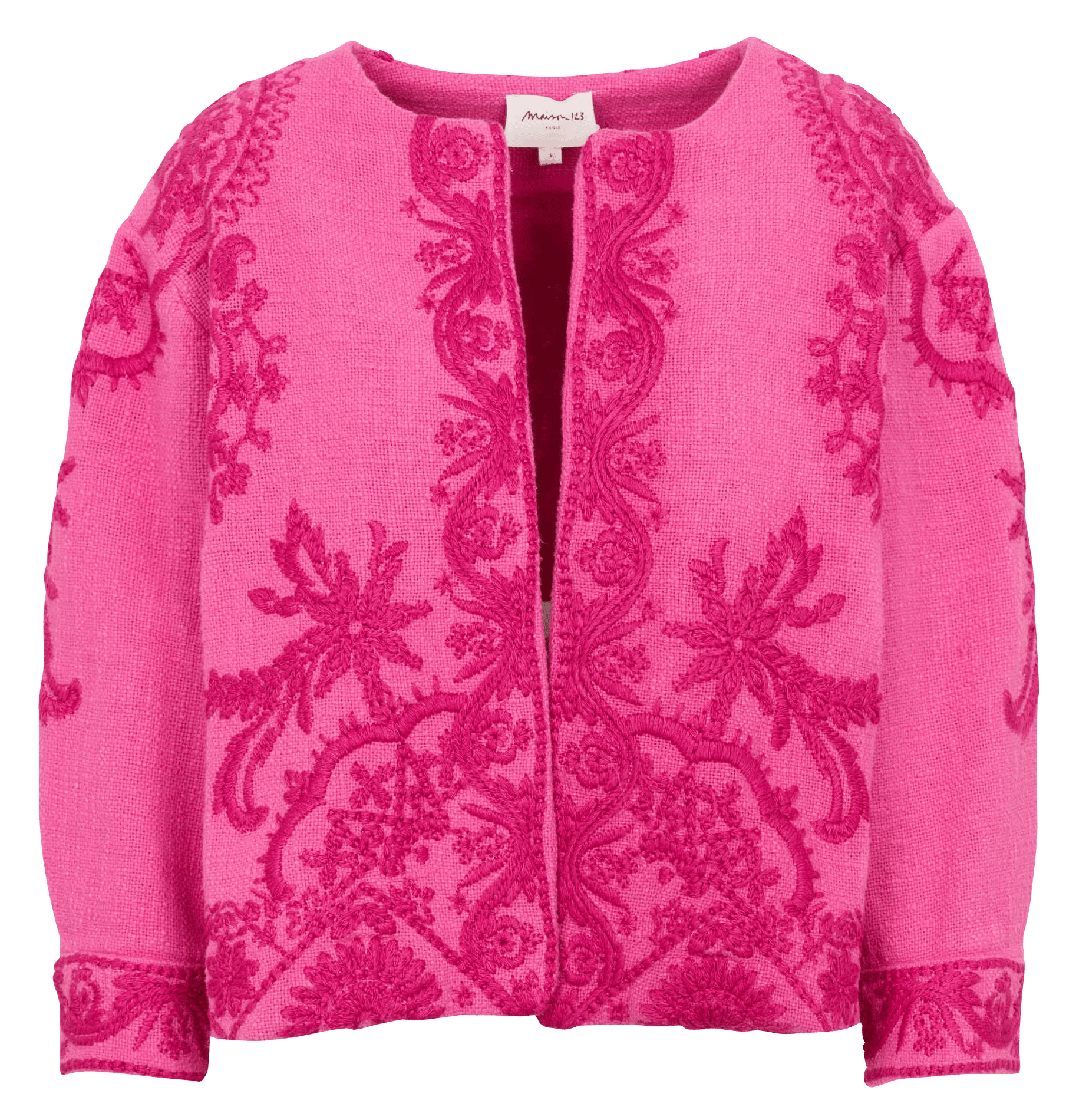 Veste courte droite brodée MAISON 123 Rose