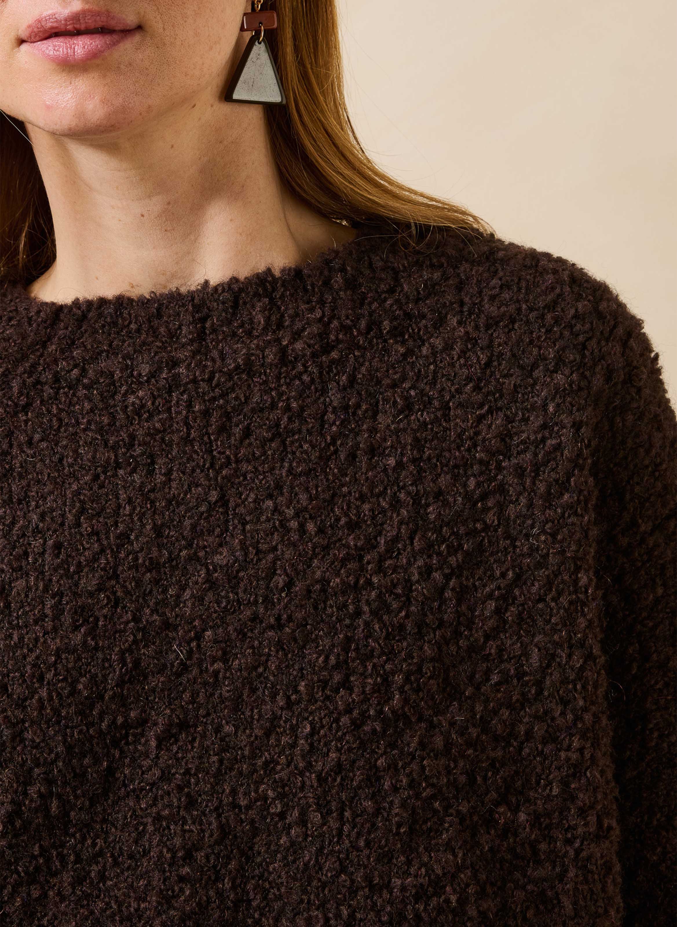Pull oversize en laine mélangé LA FEE MARABOUTEE Marron