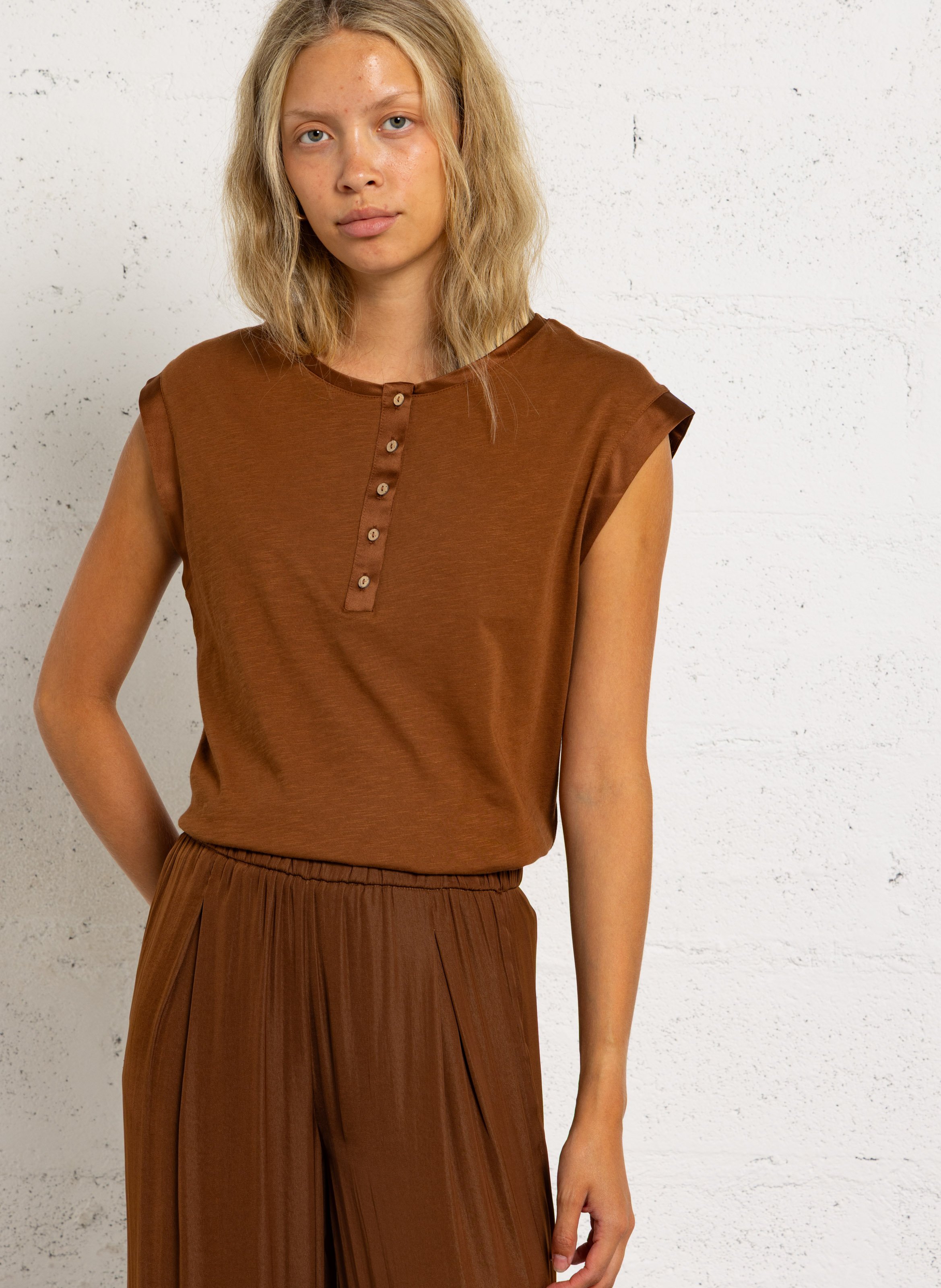 Oversized cotton T-shirt MAISON 123 Beige