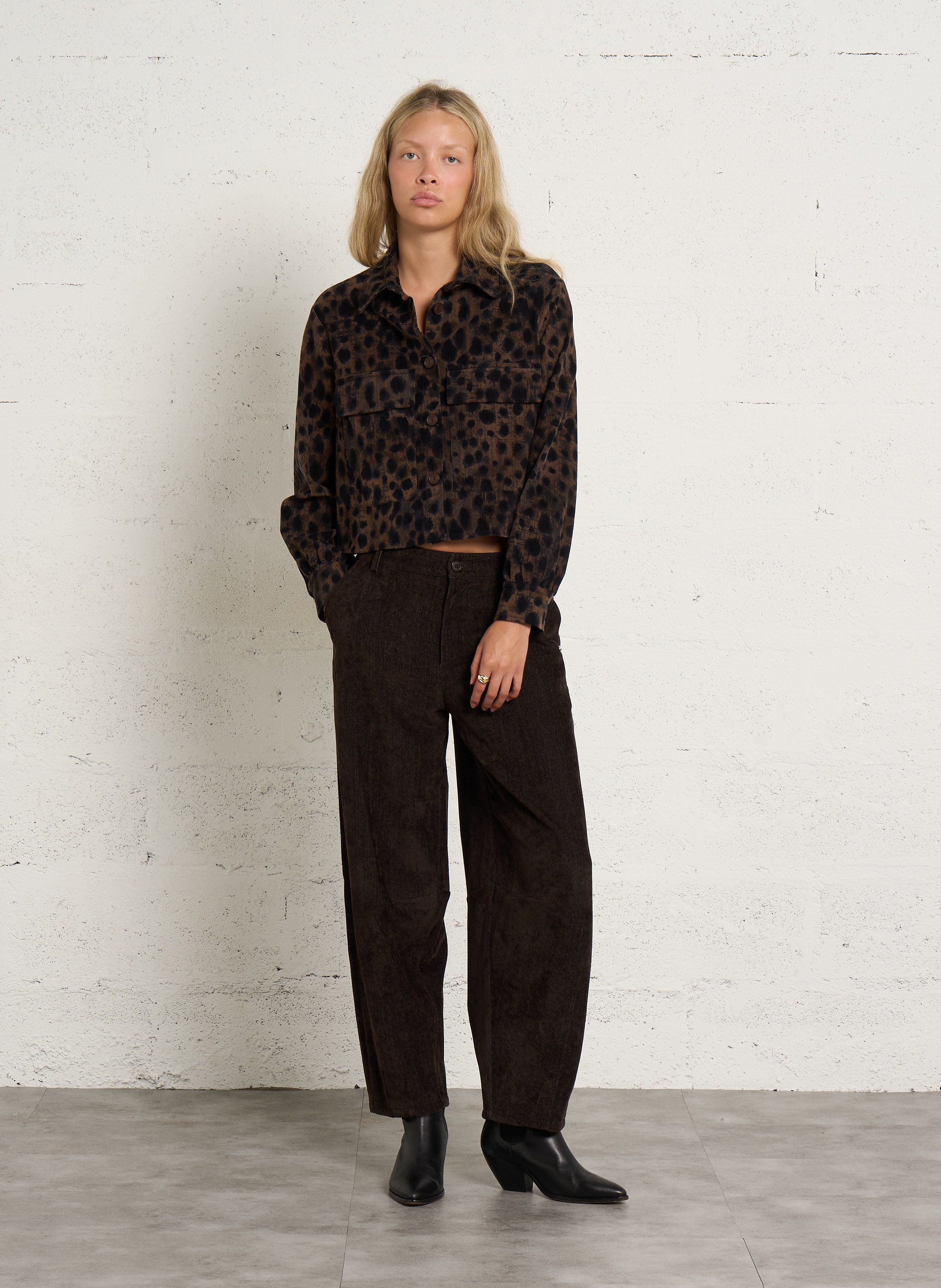 High-waisted wide-leg pants PLEASE Brown