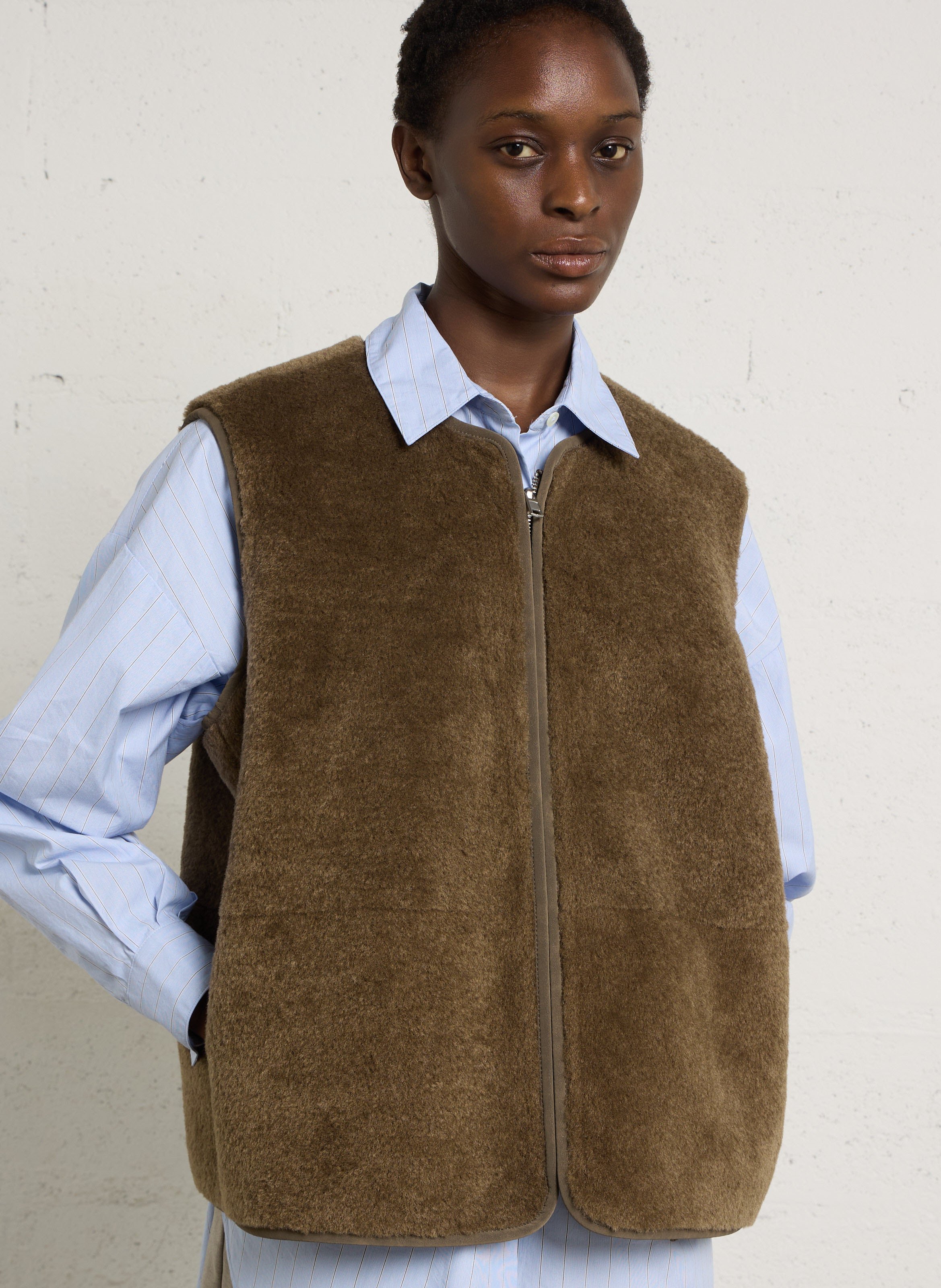 Veste col rond BELLEROSE Marron