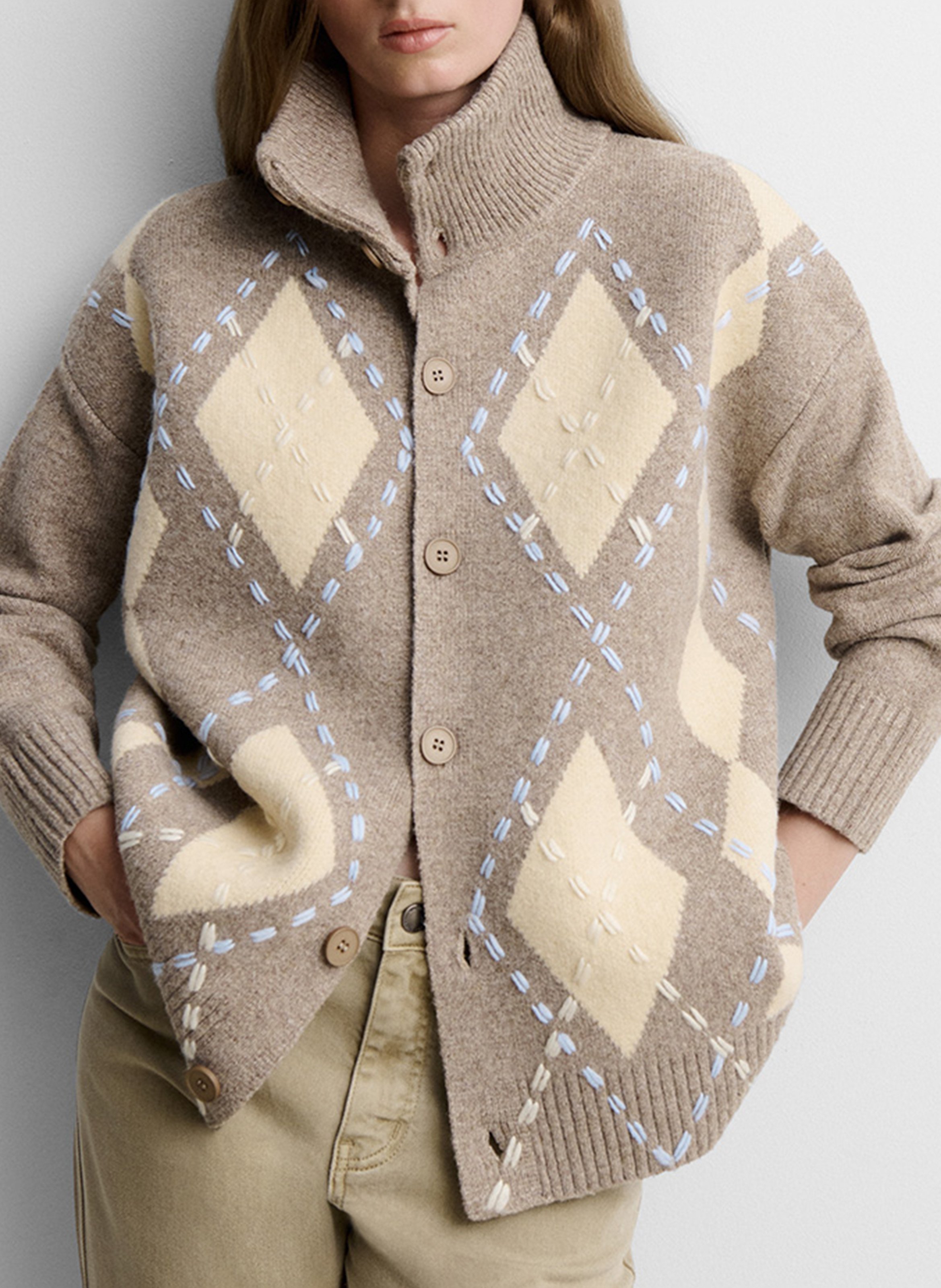 Langer Cardigan aus Strick mit Muster SIMORRA Mehrfarbig