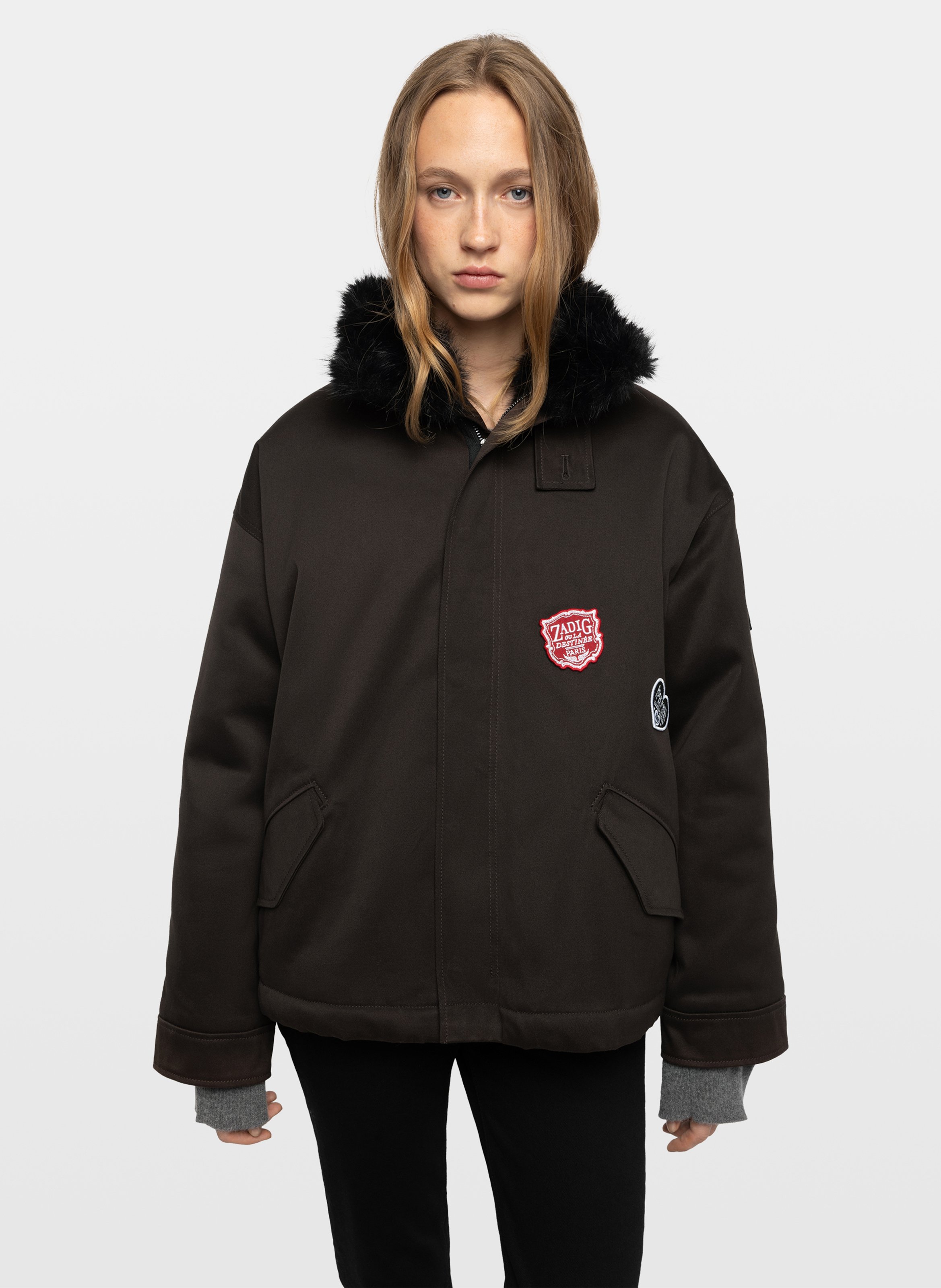 Cotton coat with coat collar ZADIG&VOLTAIRE Brown