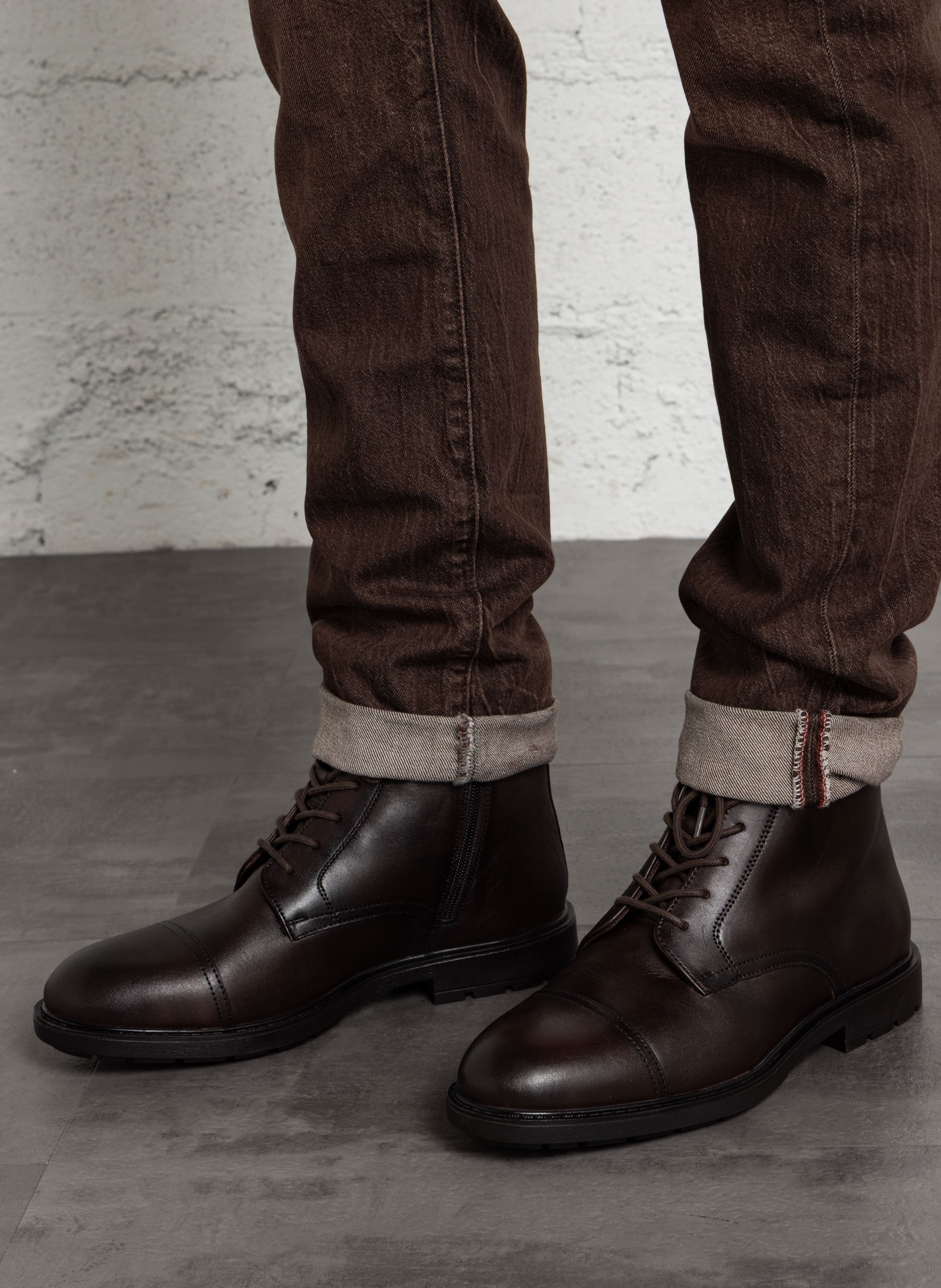 Leather ankle boots PEPE JEANS Brown