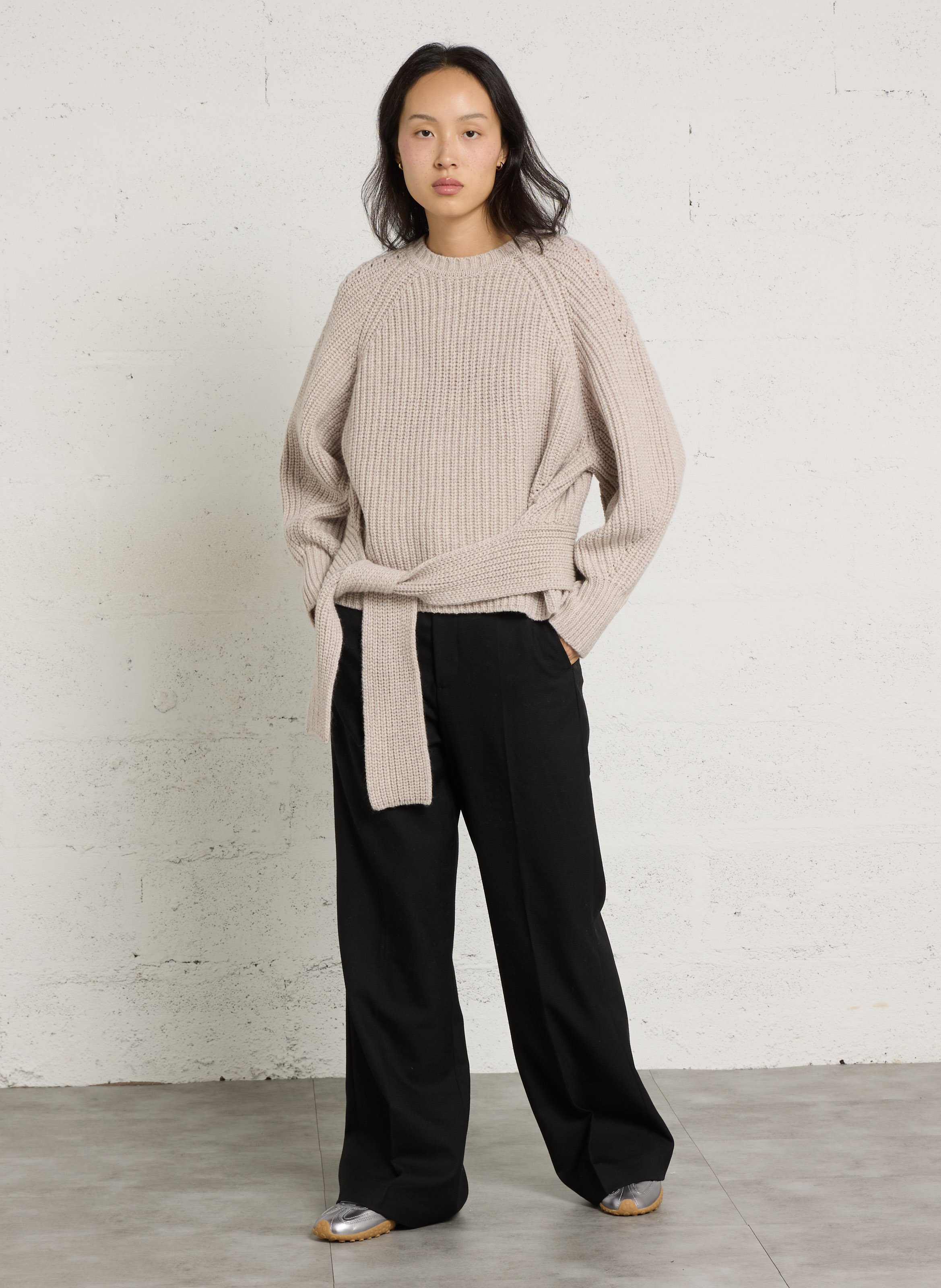 Rundhalspullover aus Wolle BERENICE Beige