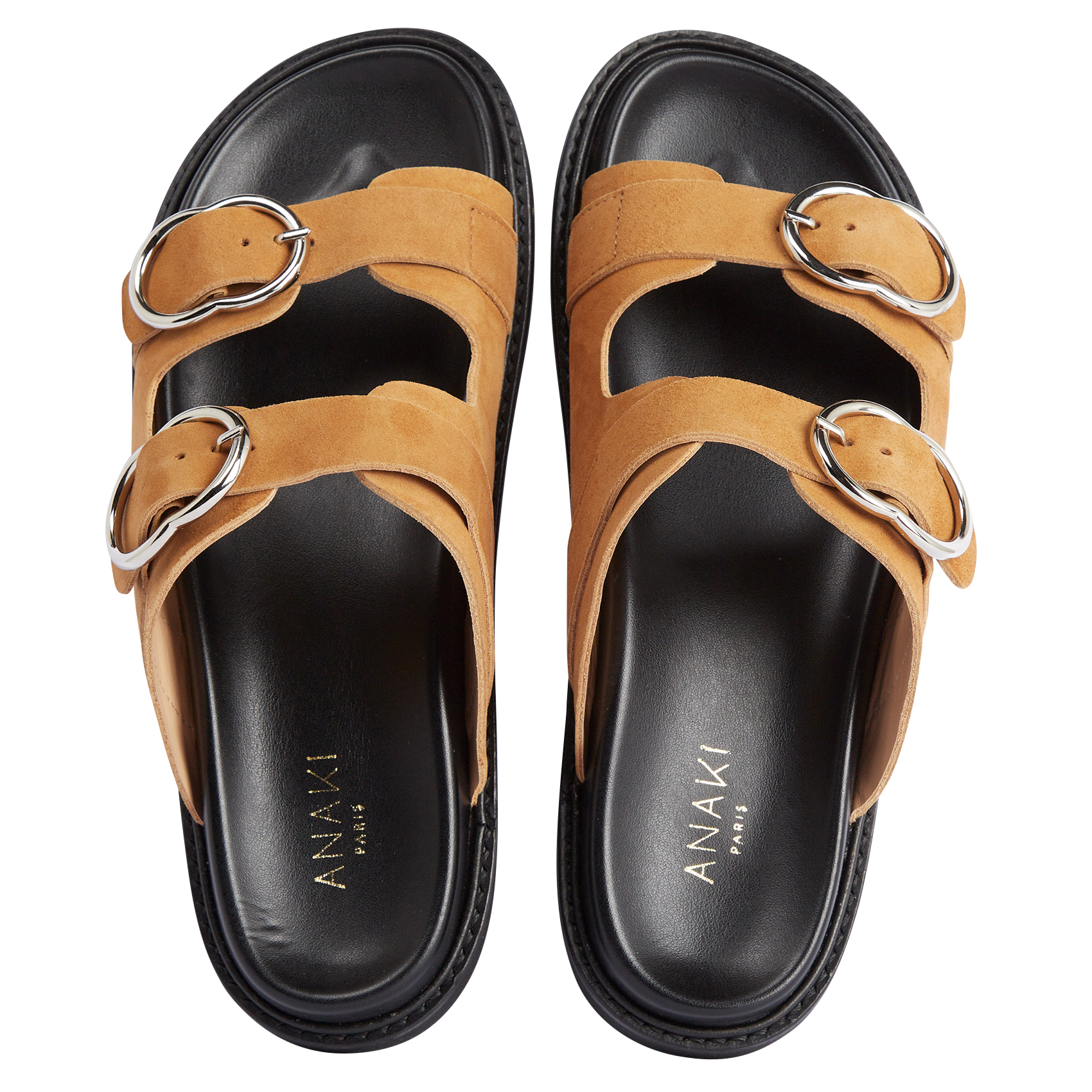 High sandals with block heel ANAKI Beige