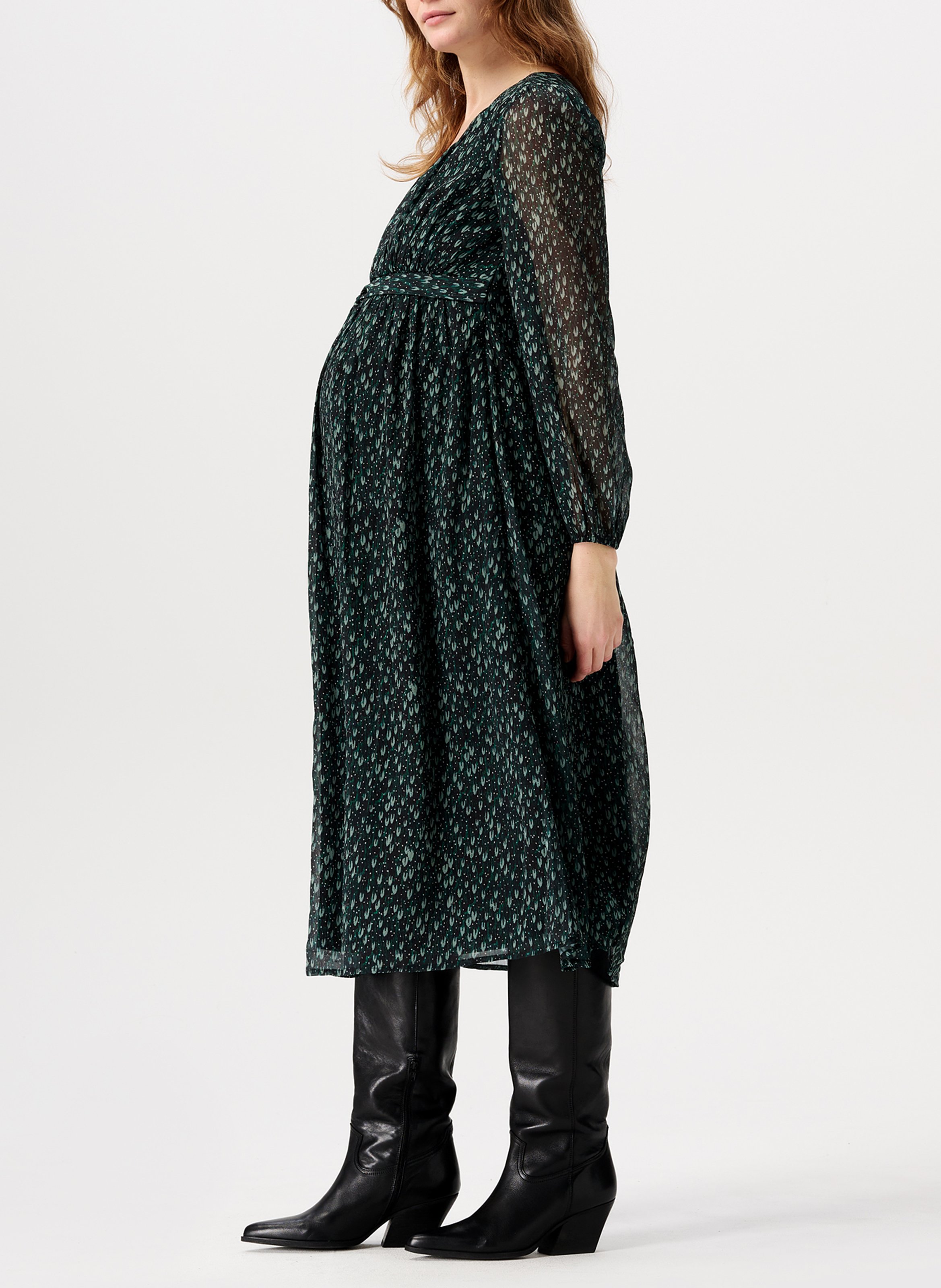 Printed V-neck maternity dress NOPPIES Green