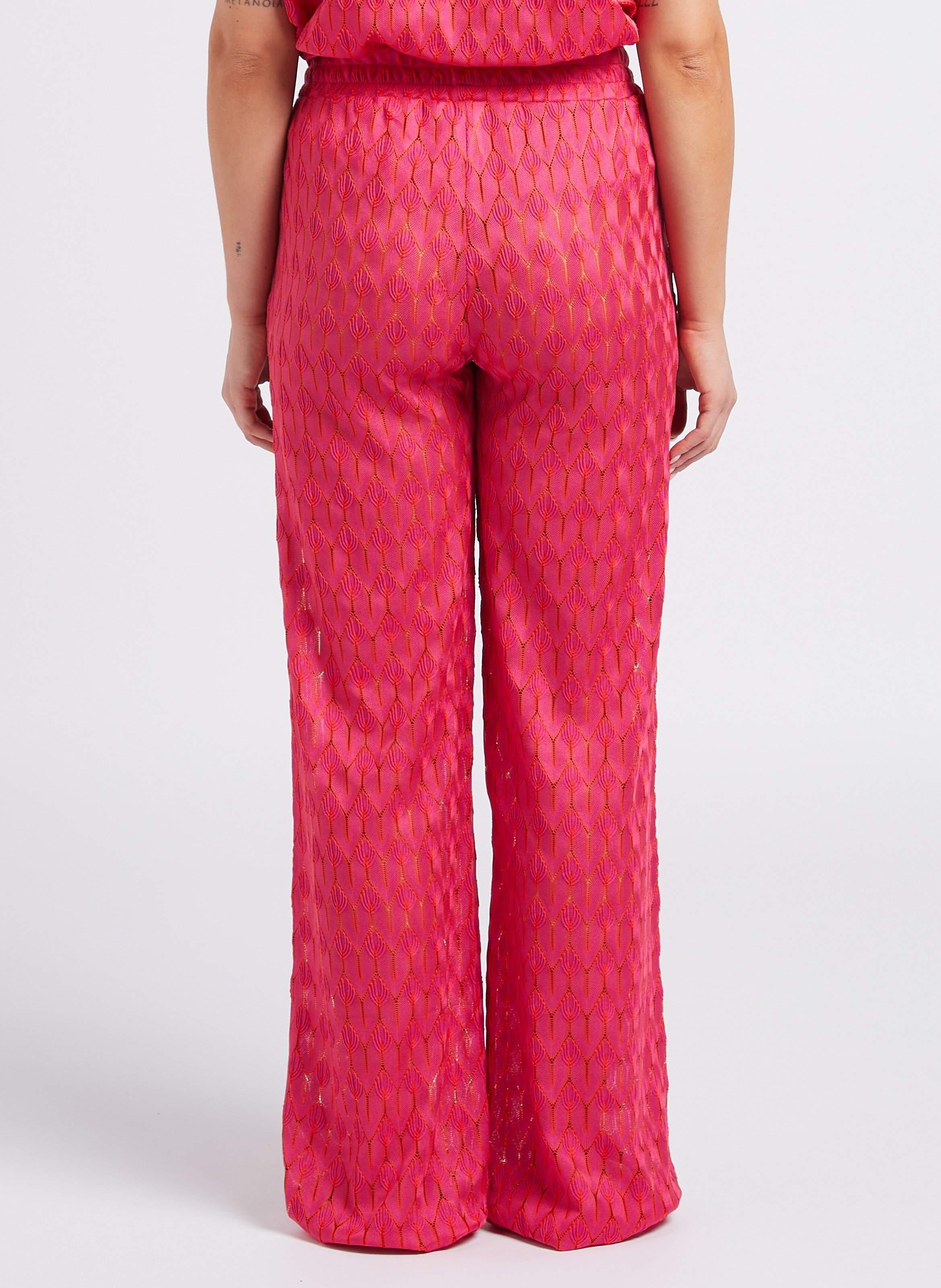 Wide-leg lurex knit pants LA NOUVELLE Pink