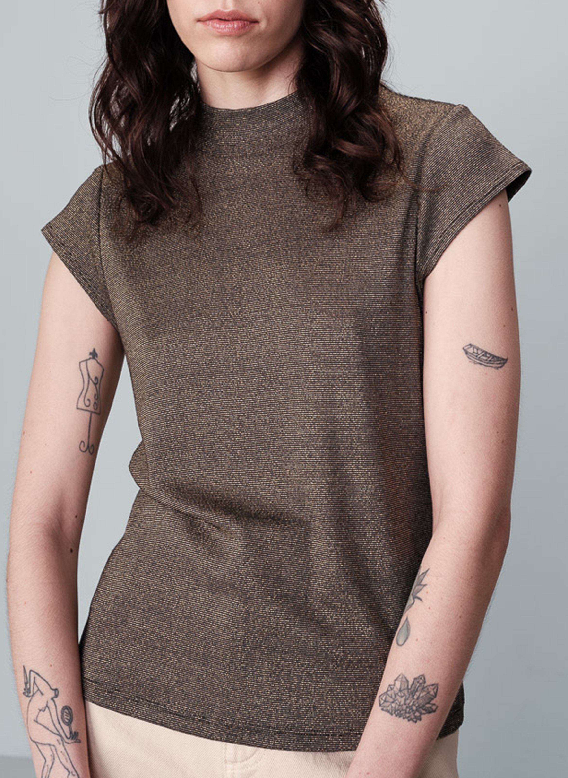 Fitted high neck sequined top GRACE ET MILA