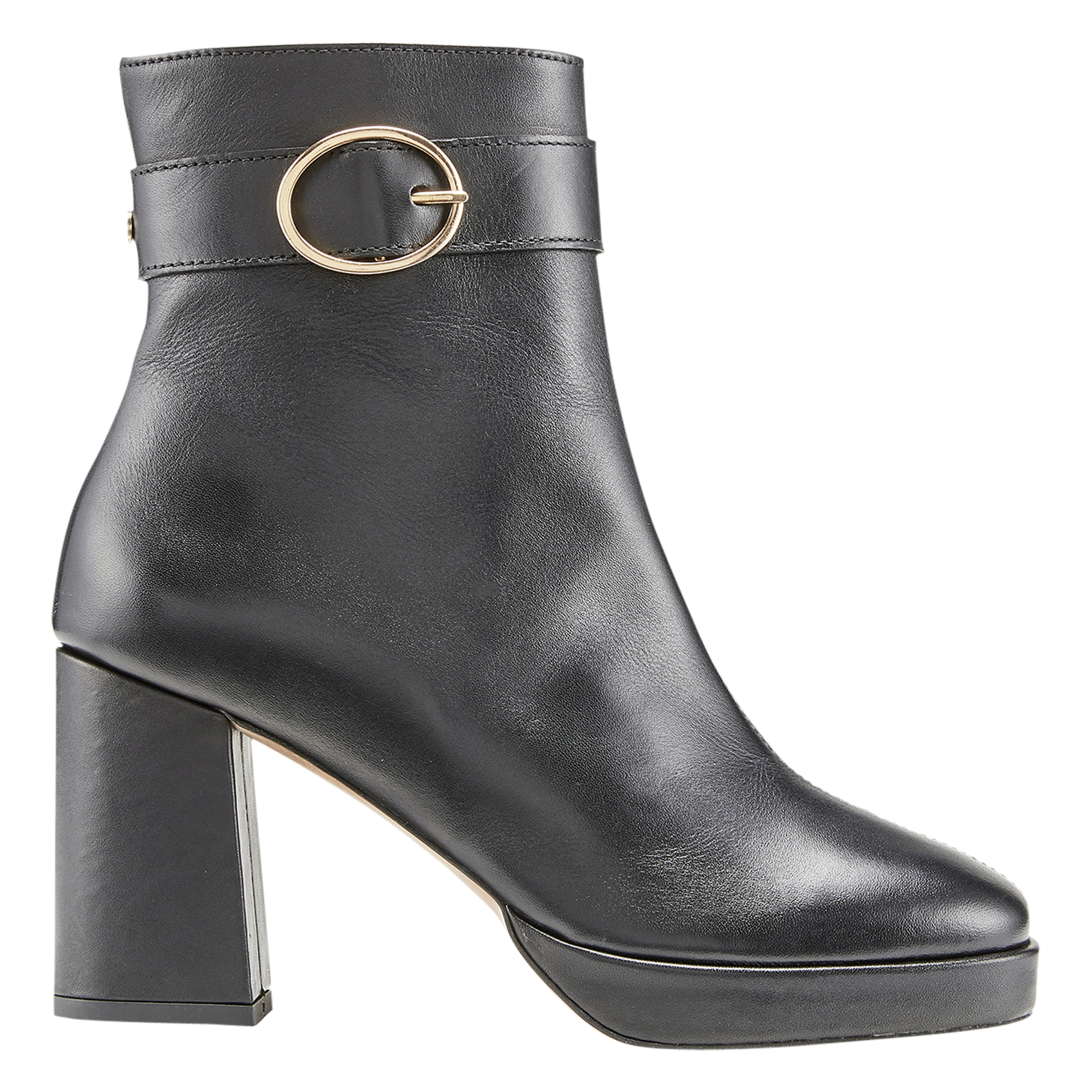 - 100% leather, - Round toes, - Inner zip fastening, - Heel height: 9 cm. COSMOPARIS Black