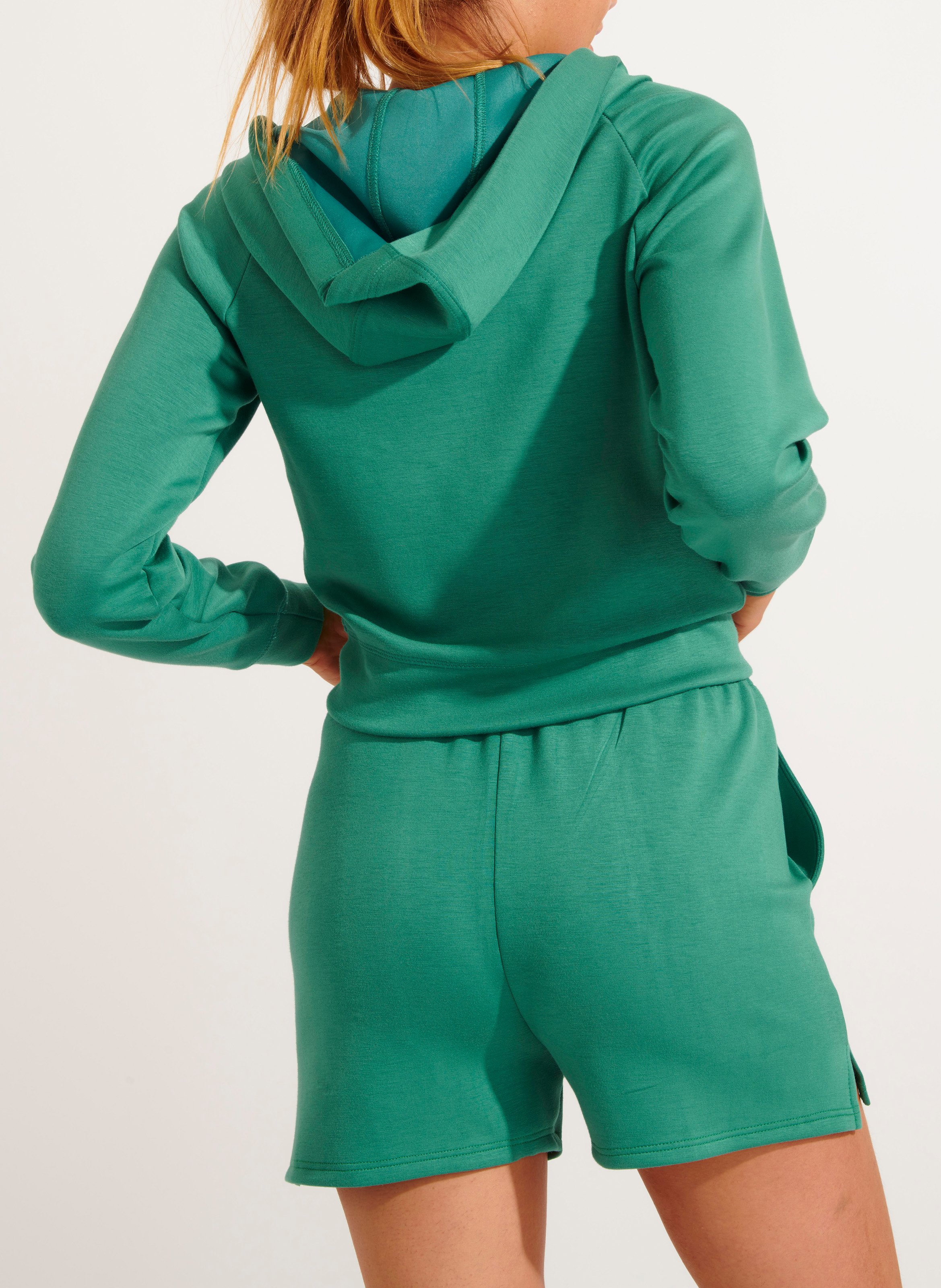 Sweat à capuche court droit BANANA MOON Vert