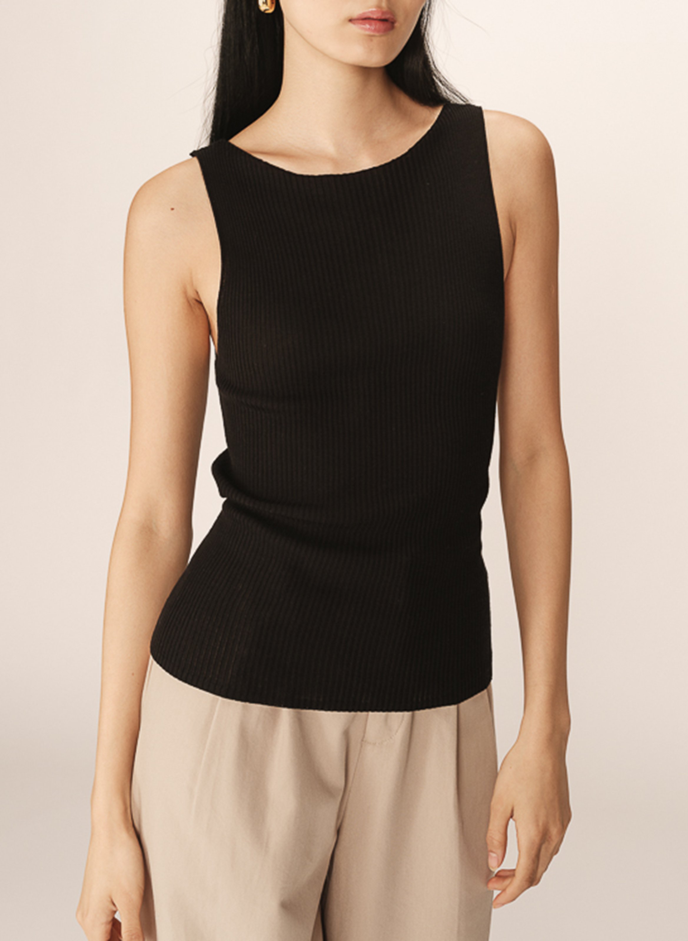 Knitted ribbed sleeveless top GRACE ET MILA Black