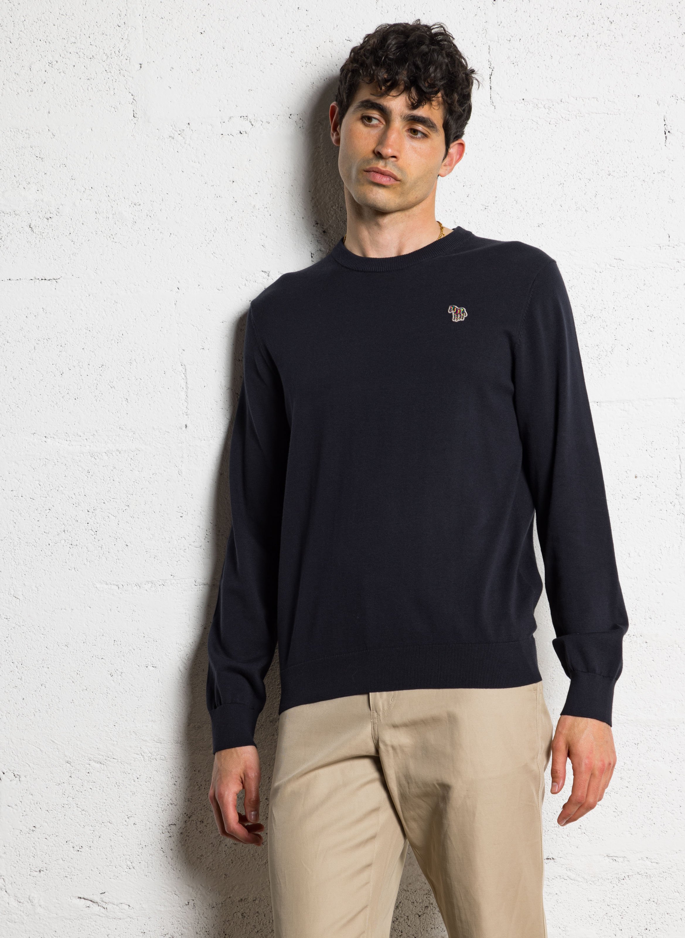 Pull col rond en coton bio PAUL SMITH Bleu