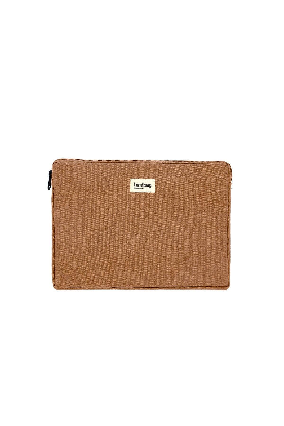 Computer sleeve in recycled wool with shock-absorbent foam Brown