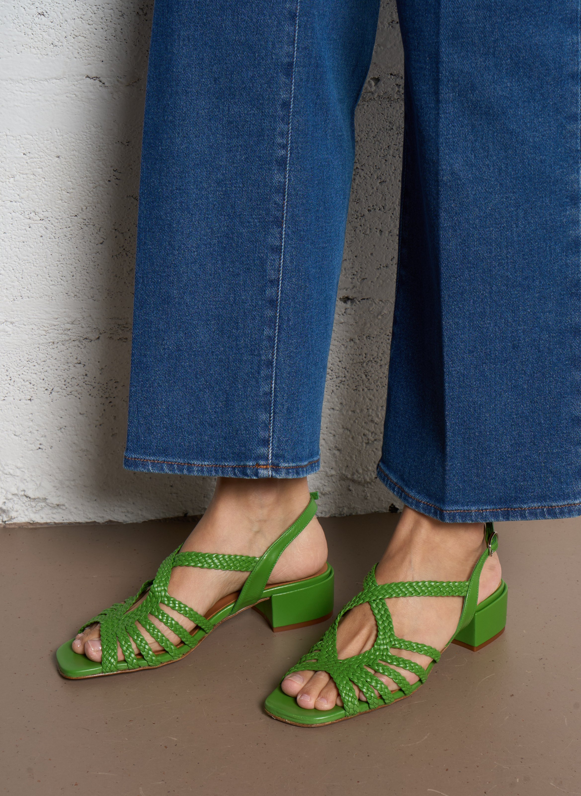 Sandales hautes en cuir NAGUISA Vert