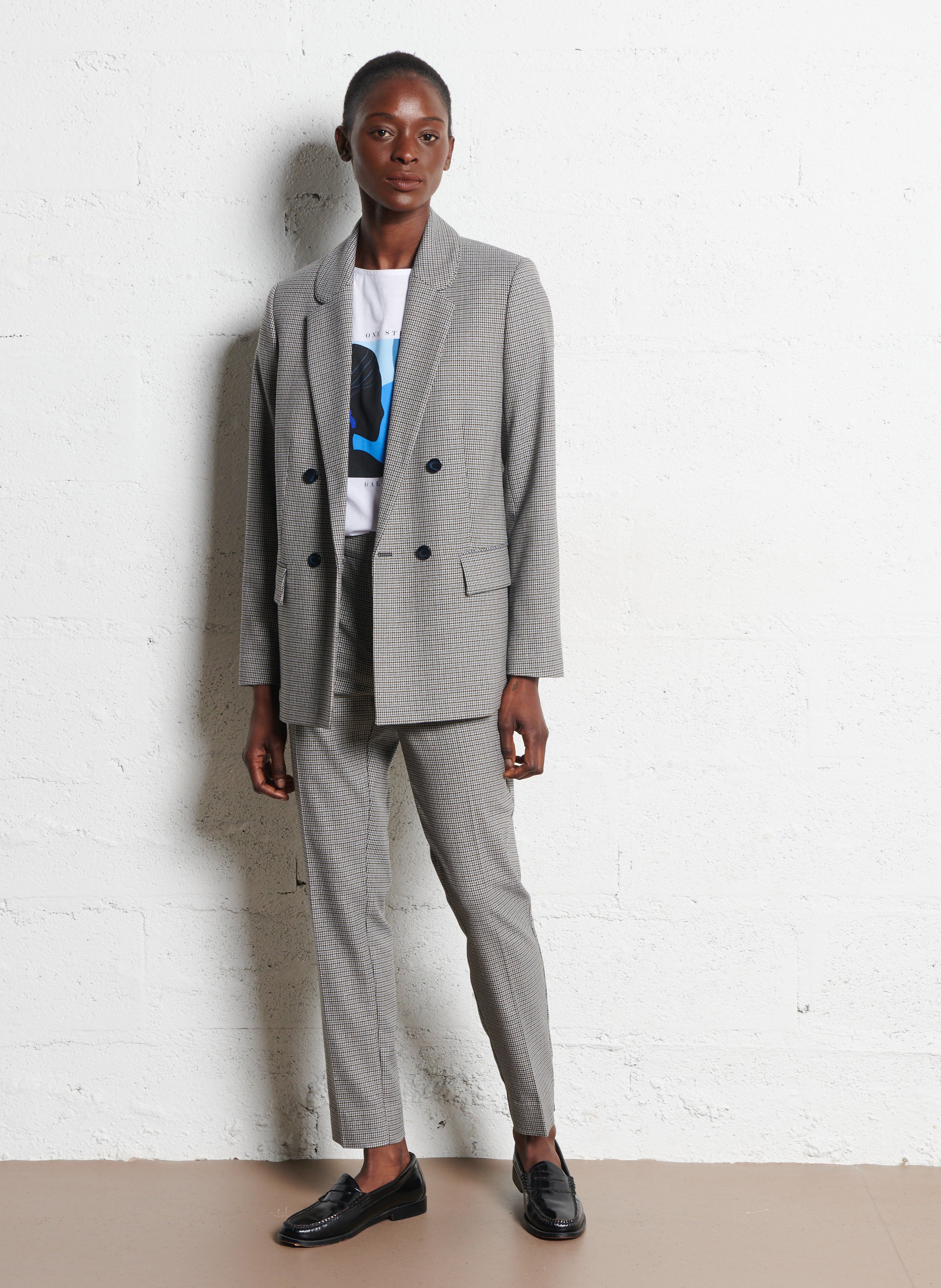 Pantalon à pinces imprimé  ONE STEP Bleu