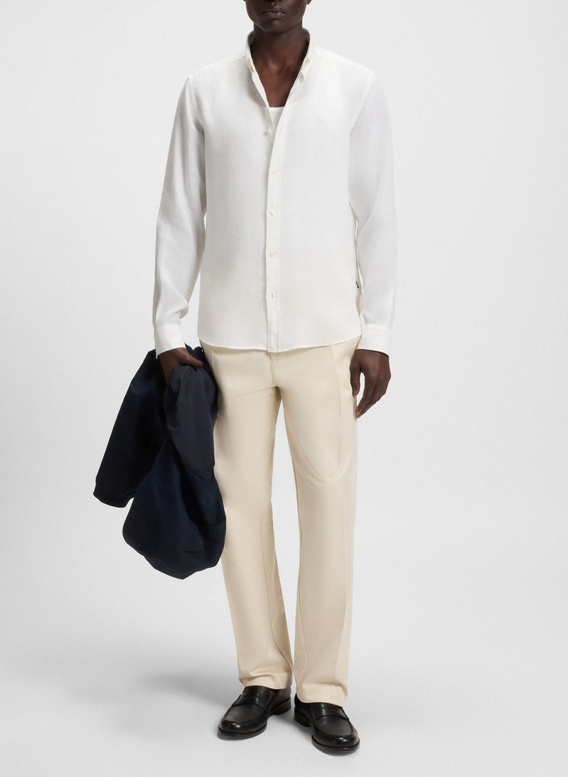 Slim-fit linen shirt BOSS White