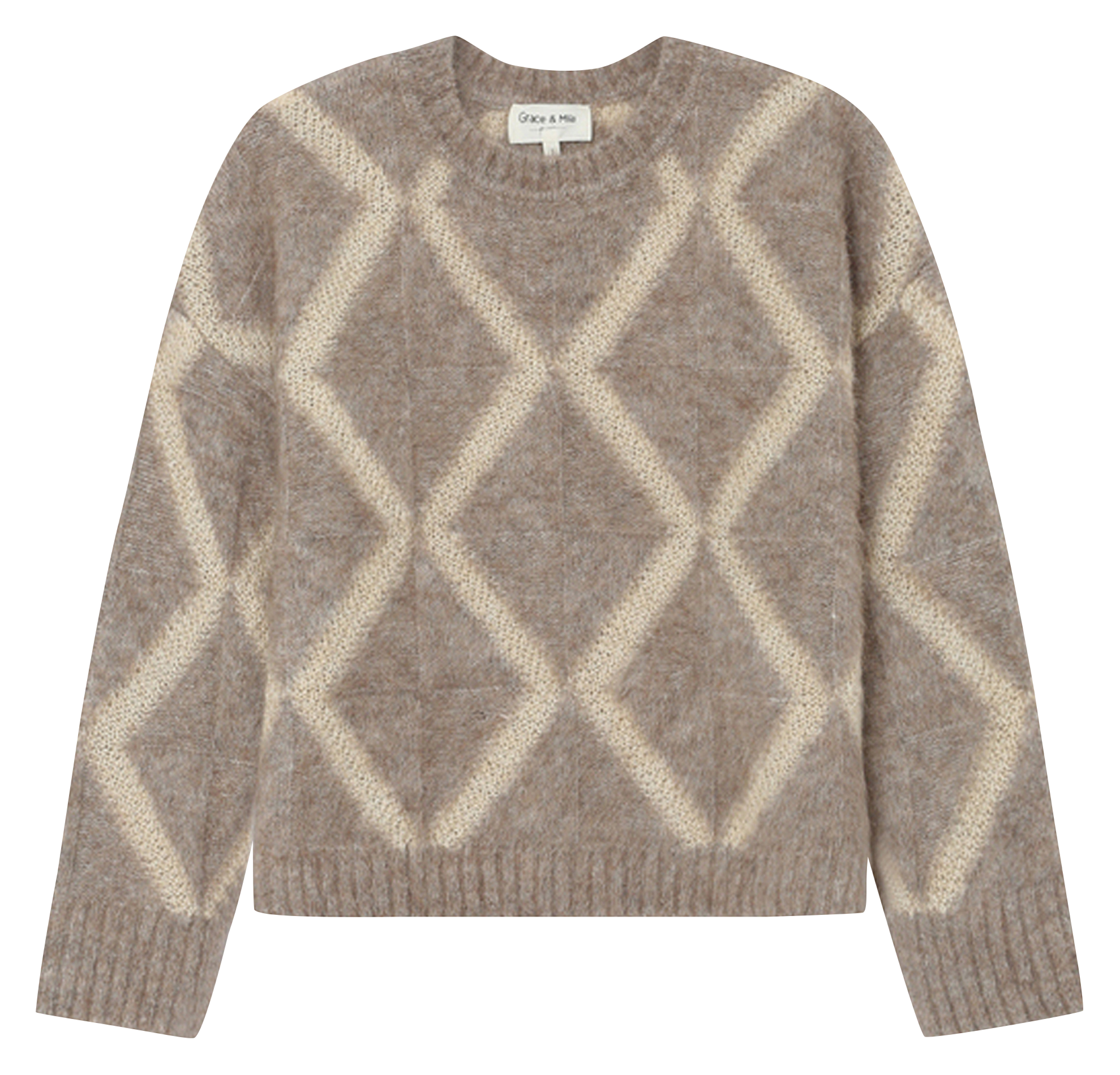 Oversized sweater with pattern GRACE ET MILA Beige