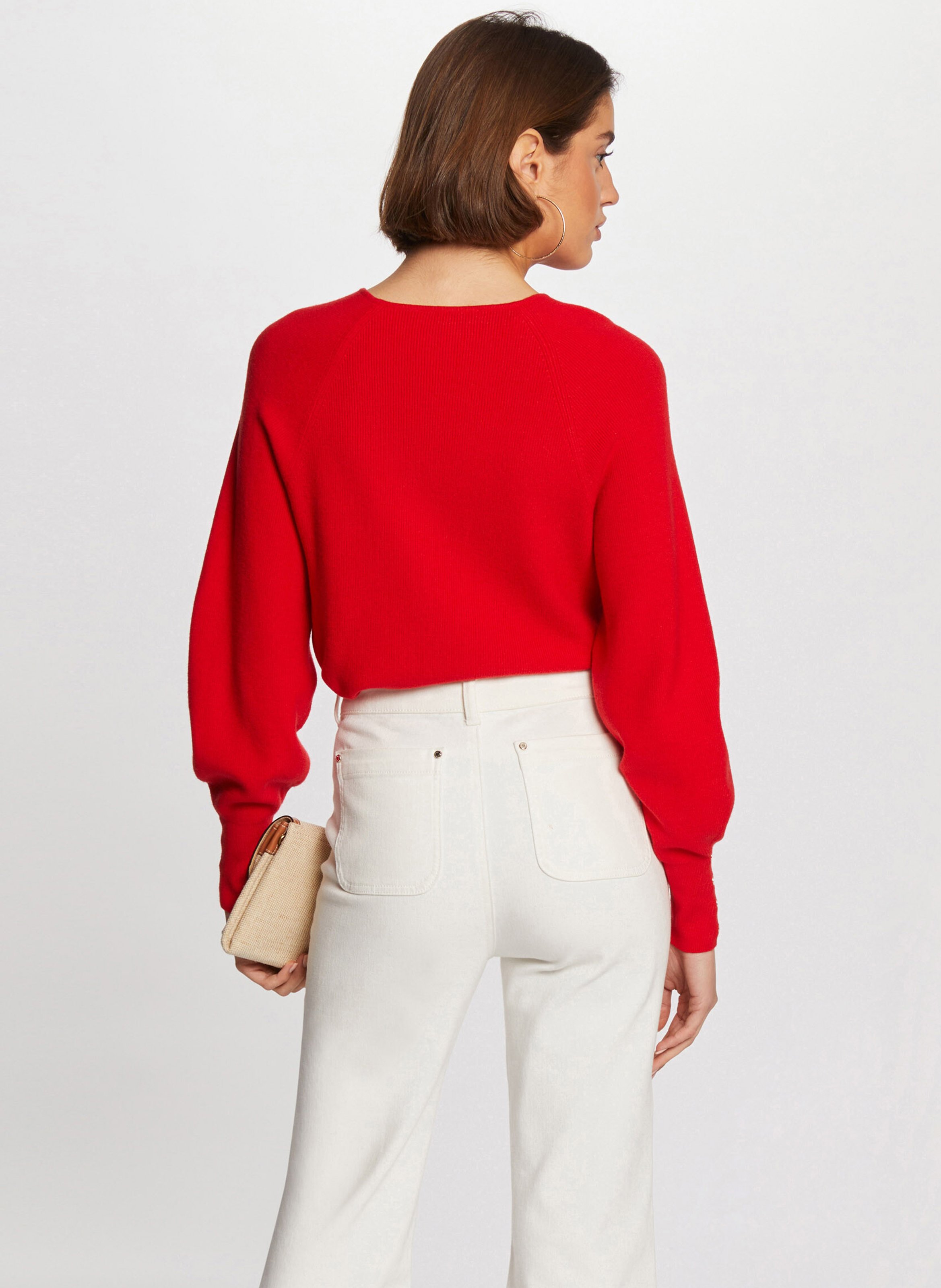 Rechte trui in fijne breiwerk MORGAN Rood