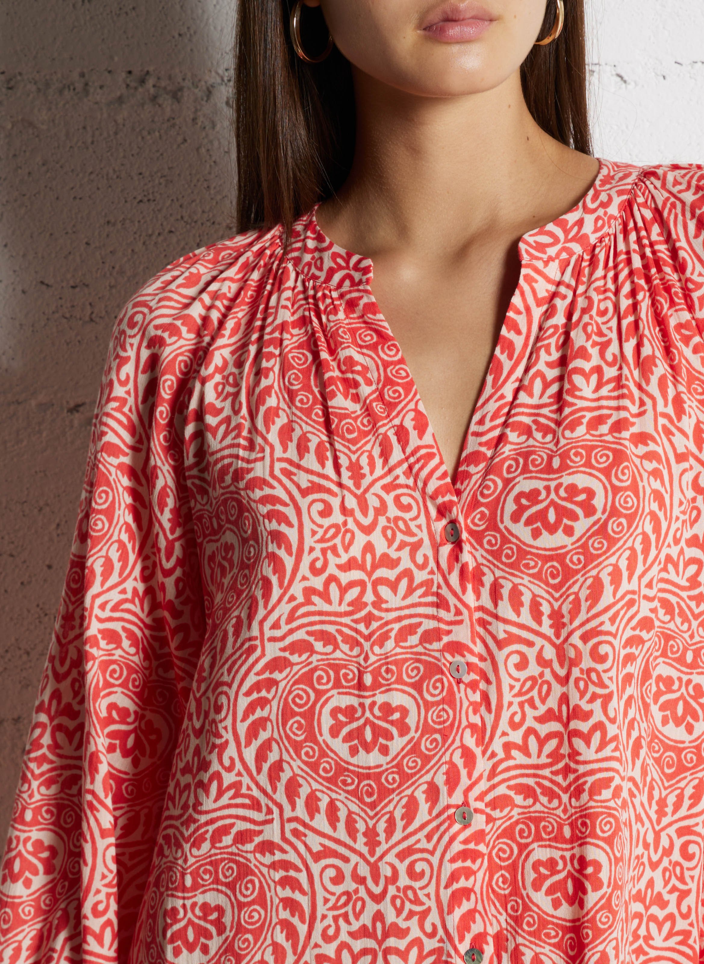 Printed cotton midi dress MAISON 123 Orange