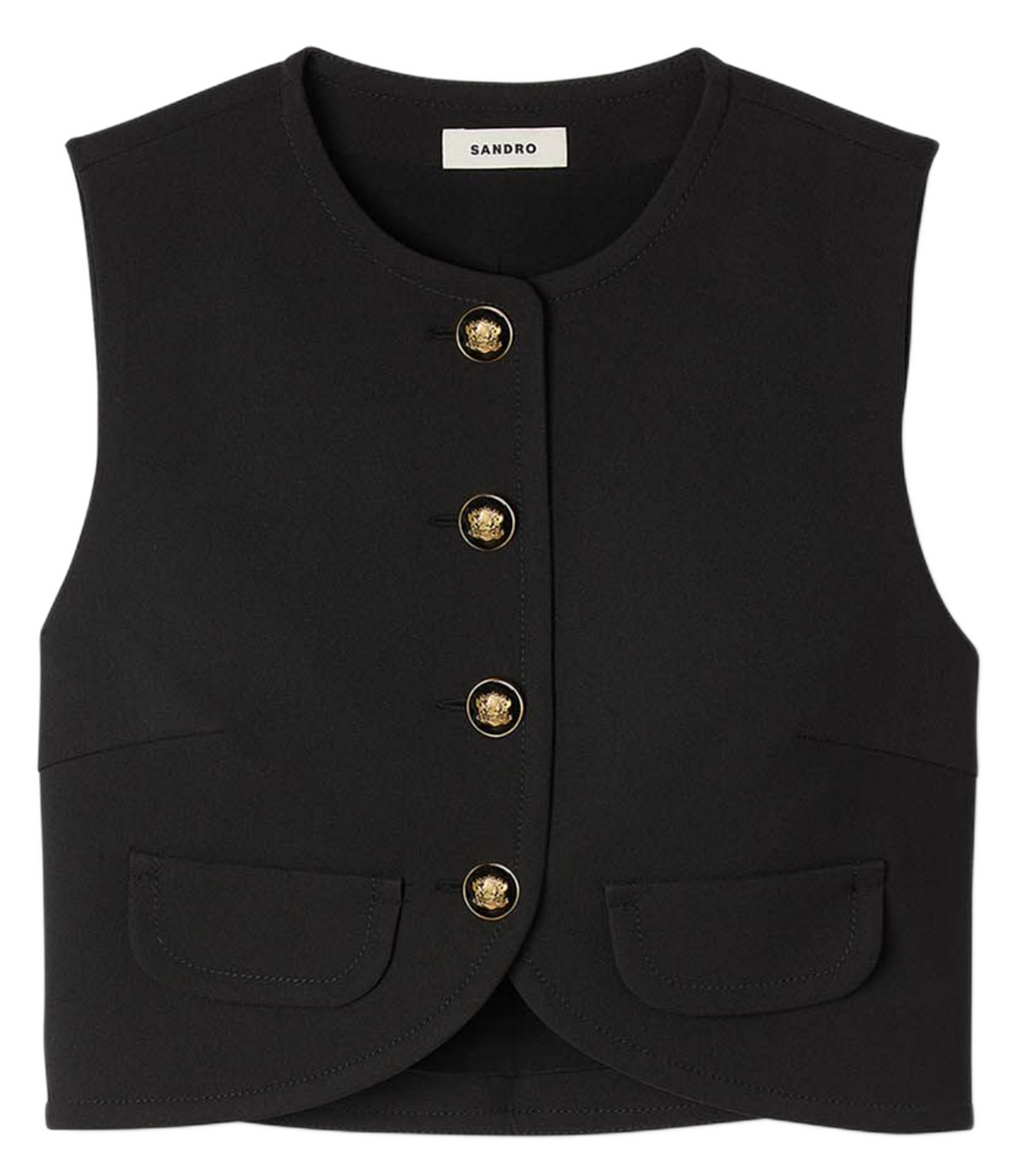 Top court boutonné sans manches SANDRO Noir