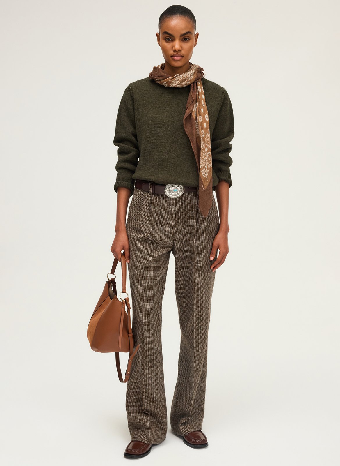 Wide woollen trousers PABLO Green