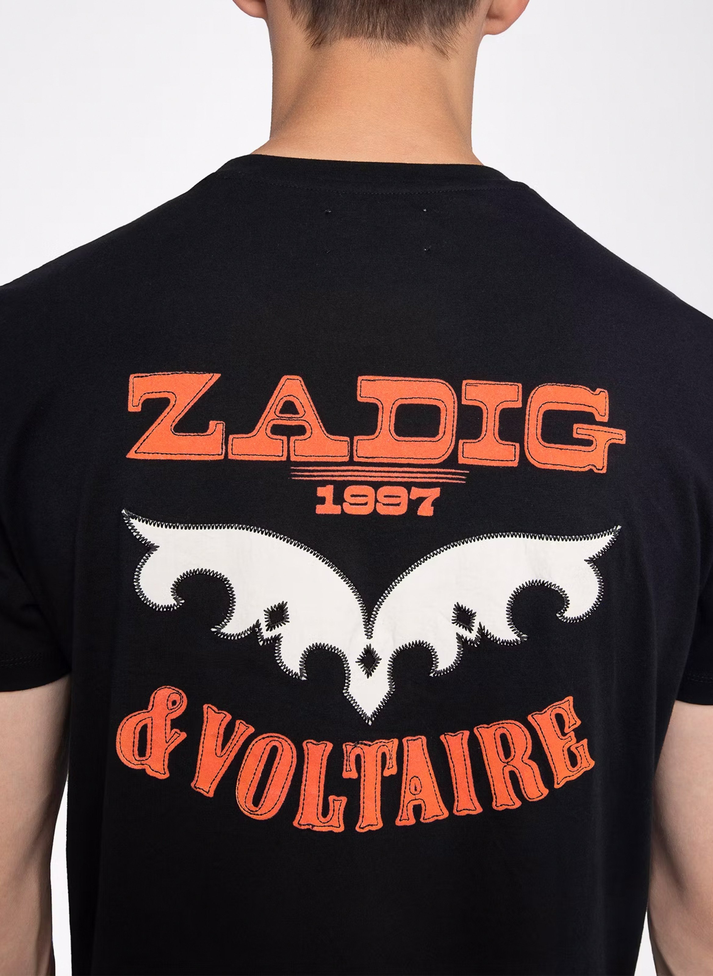 Tee-shirt droit en coton sérigraphié ZADIG&amp;VOLTAIRE Noir