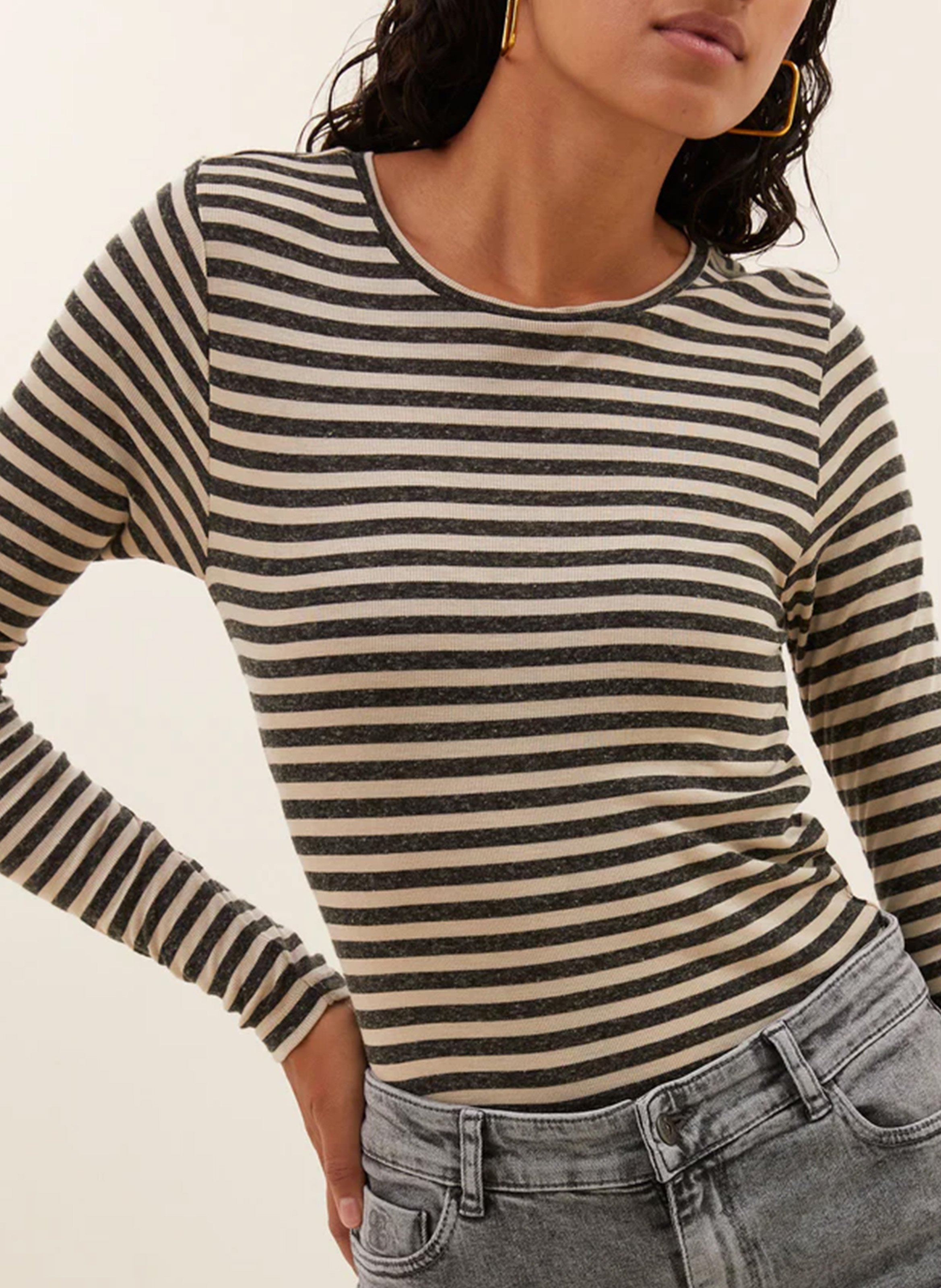 Tee-shirt ajusté à rayures BY BAR Noir