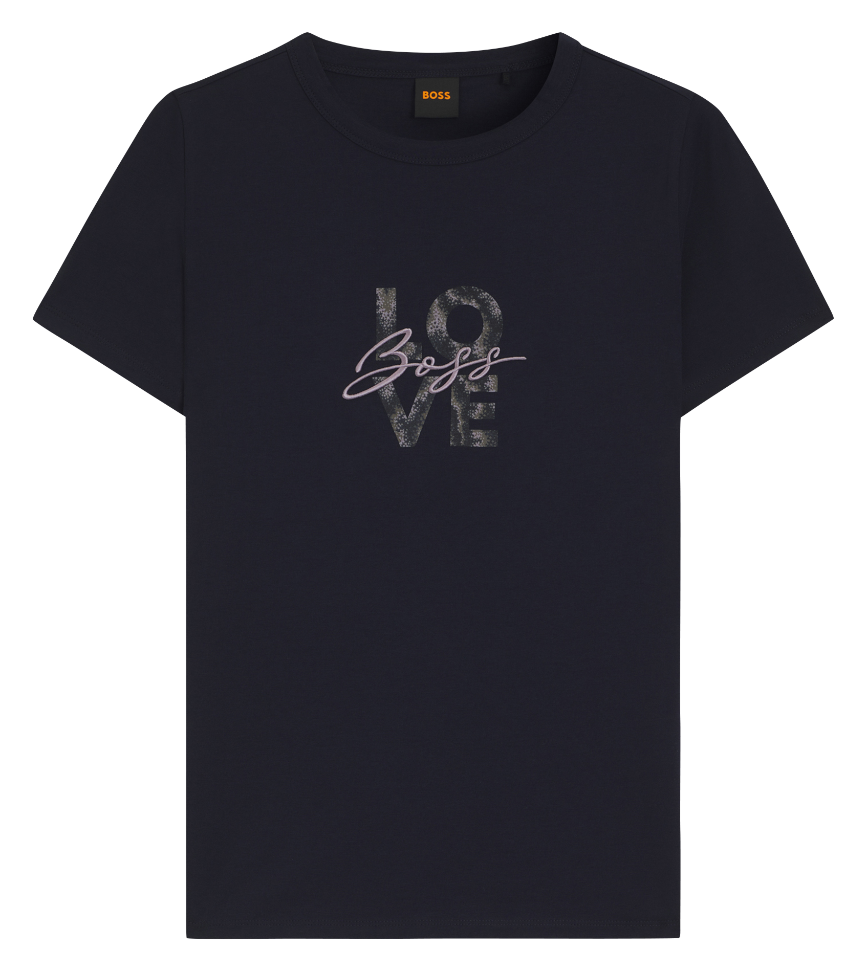 Tee-shirt droit uni à détail brodé BOSS Bleu