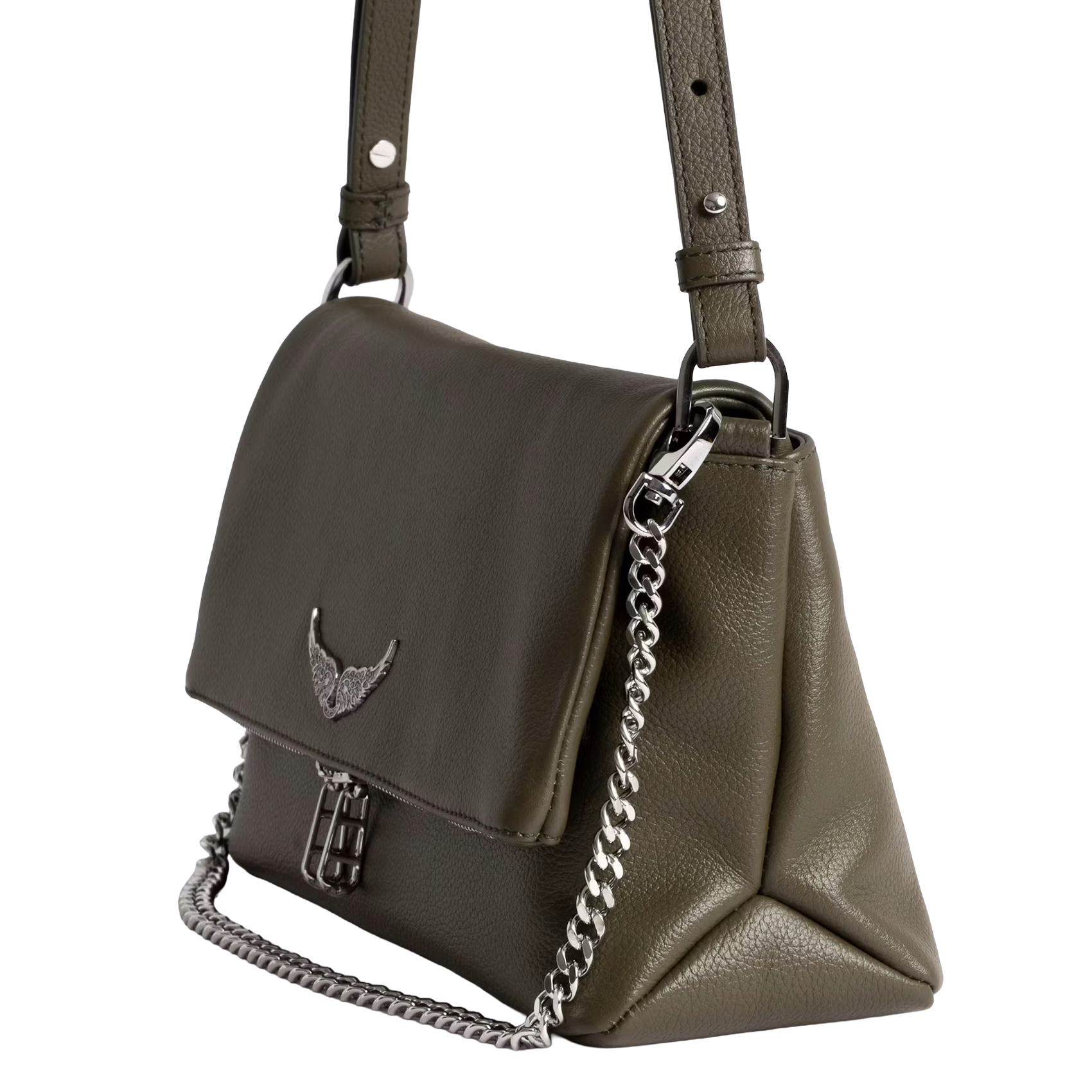 Buideltas van getextureerd leer met veters ZADIG&VOLTAIRE Groen