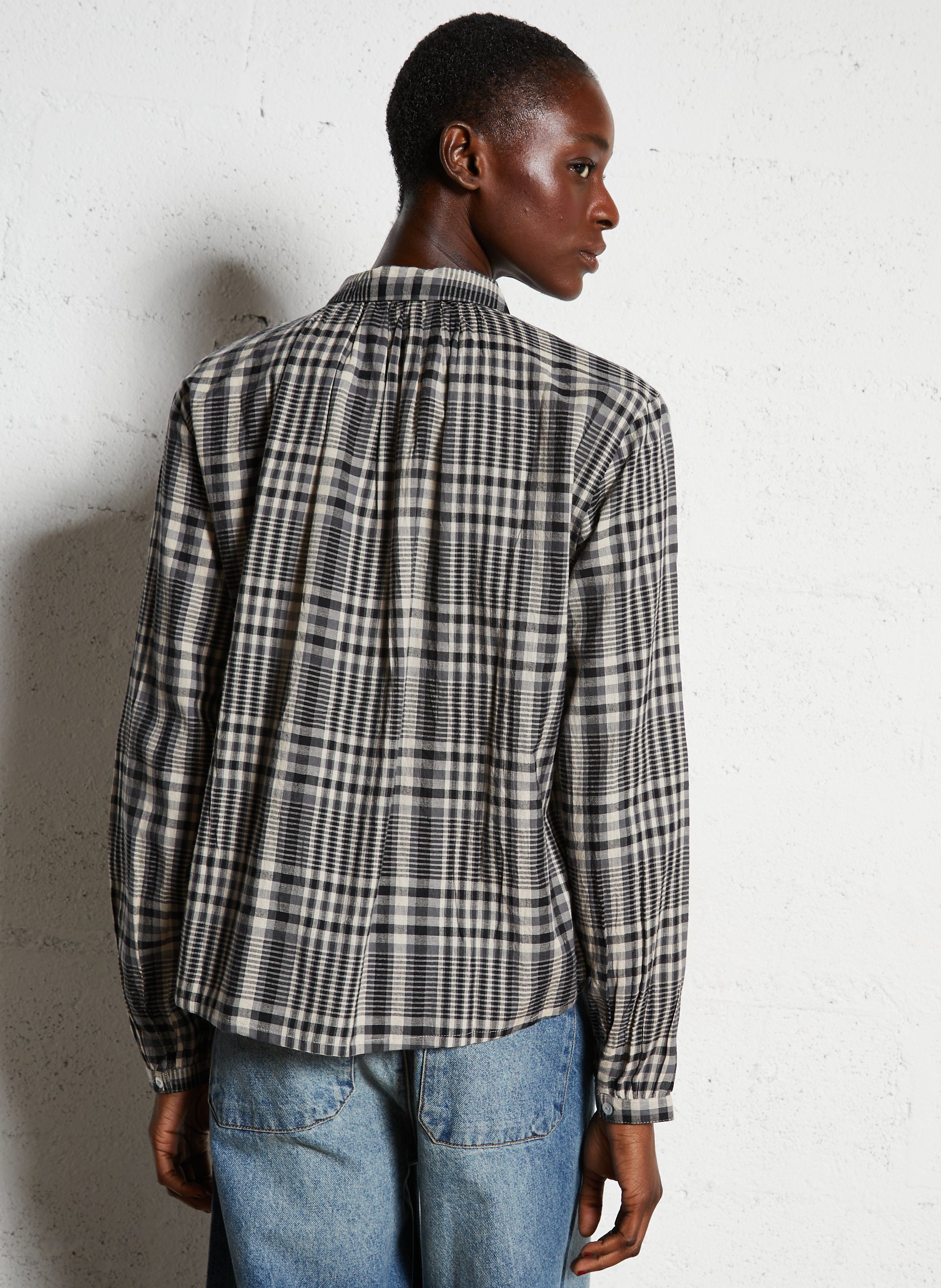 Blouse met klassieke kraag en ruiten LEON & HARPER Grijs