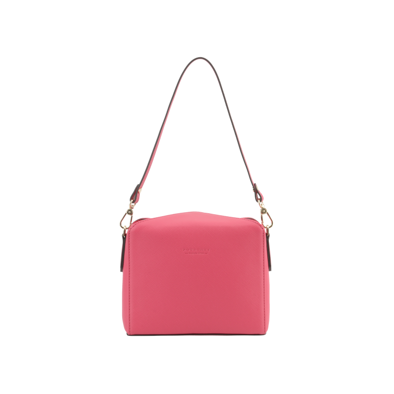 Shoulder bag - coated grain POURCHET Pink