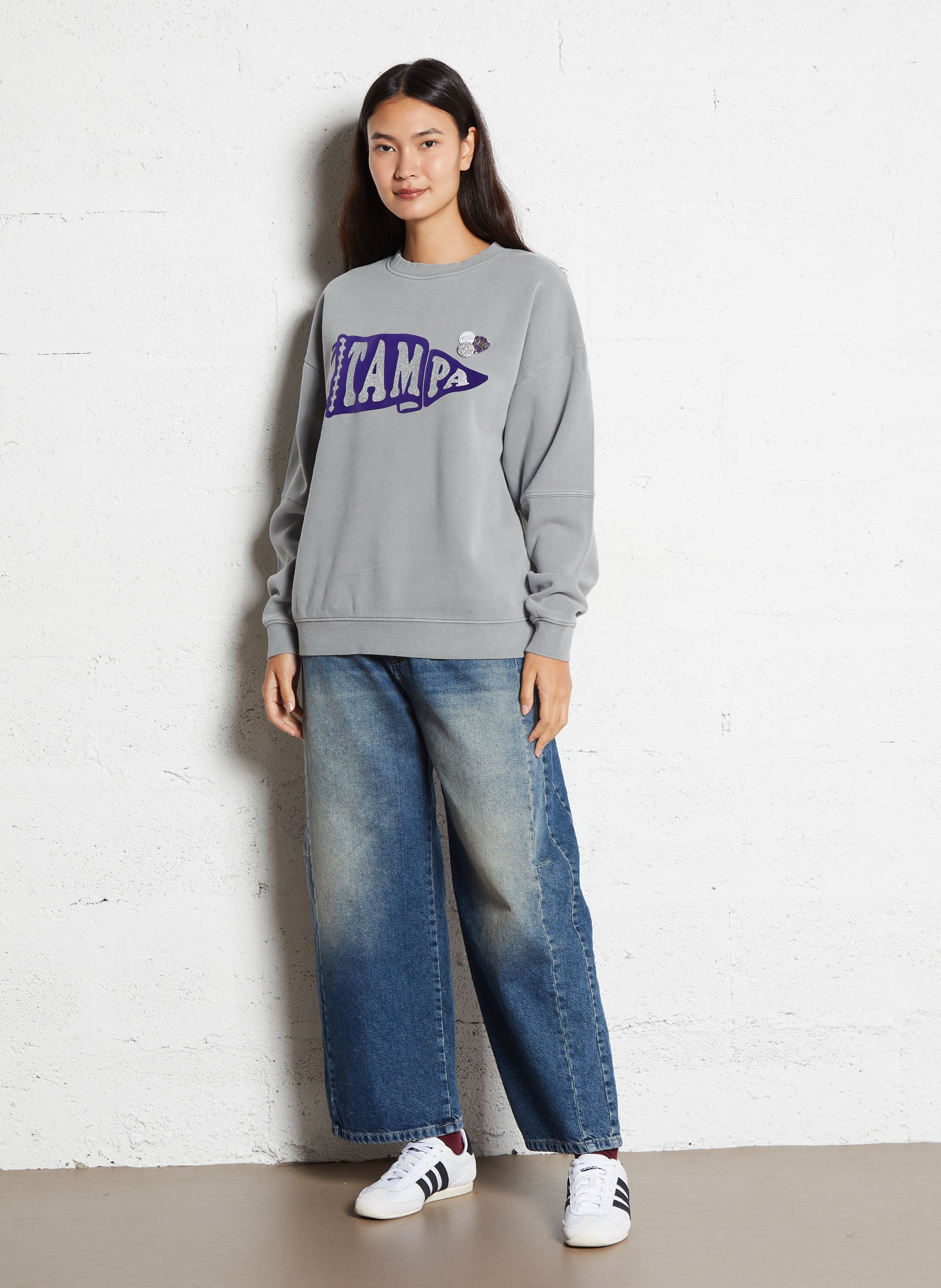 Sweat droit avec imprimé pailleté NEWTONE Gris