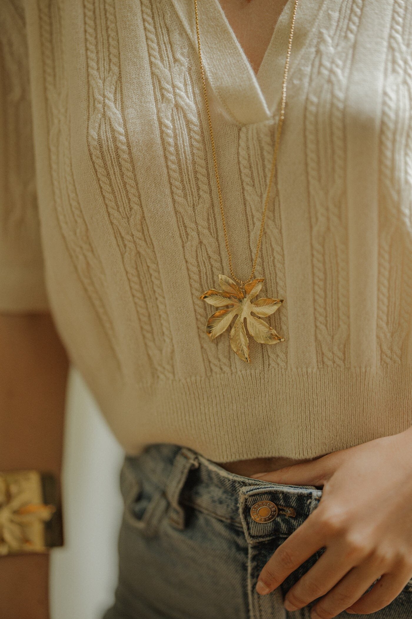 AGLAÉ - Long silver-plated flower necklace MONSIEUR SIMONE Silver