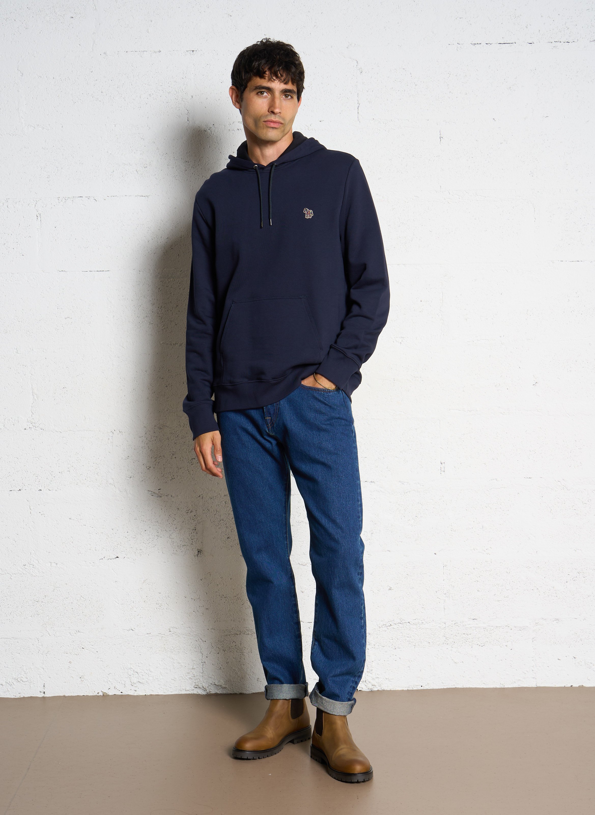 Plain hooded sweatshirt in organic cotton PAUL SMITH Blue