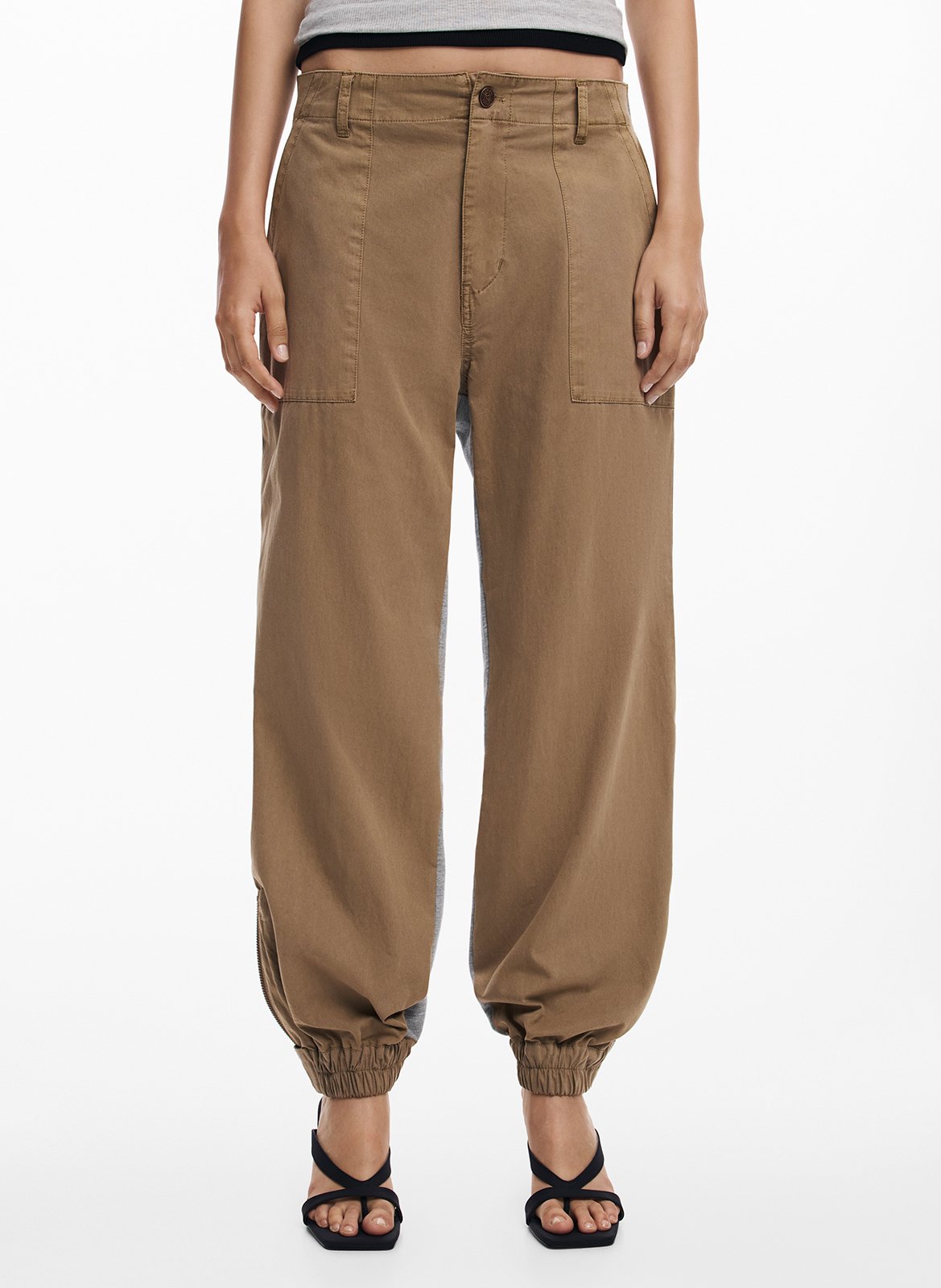 Pantalon hybride jogger bi matière DESIGUAL Marron