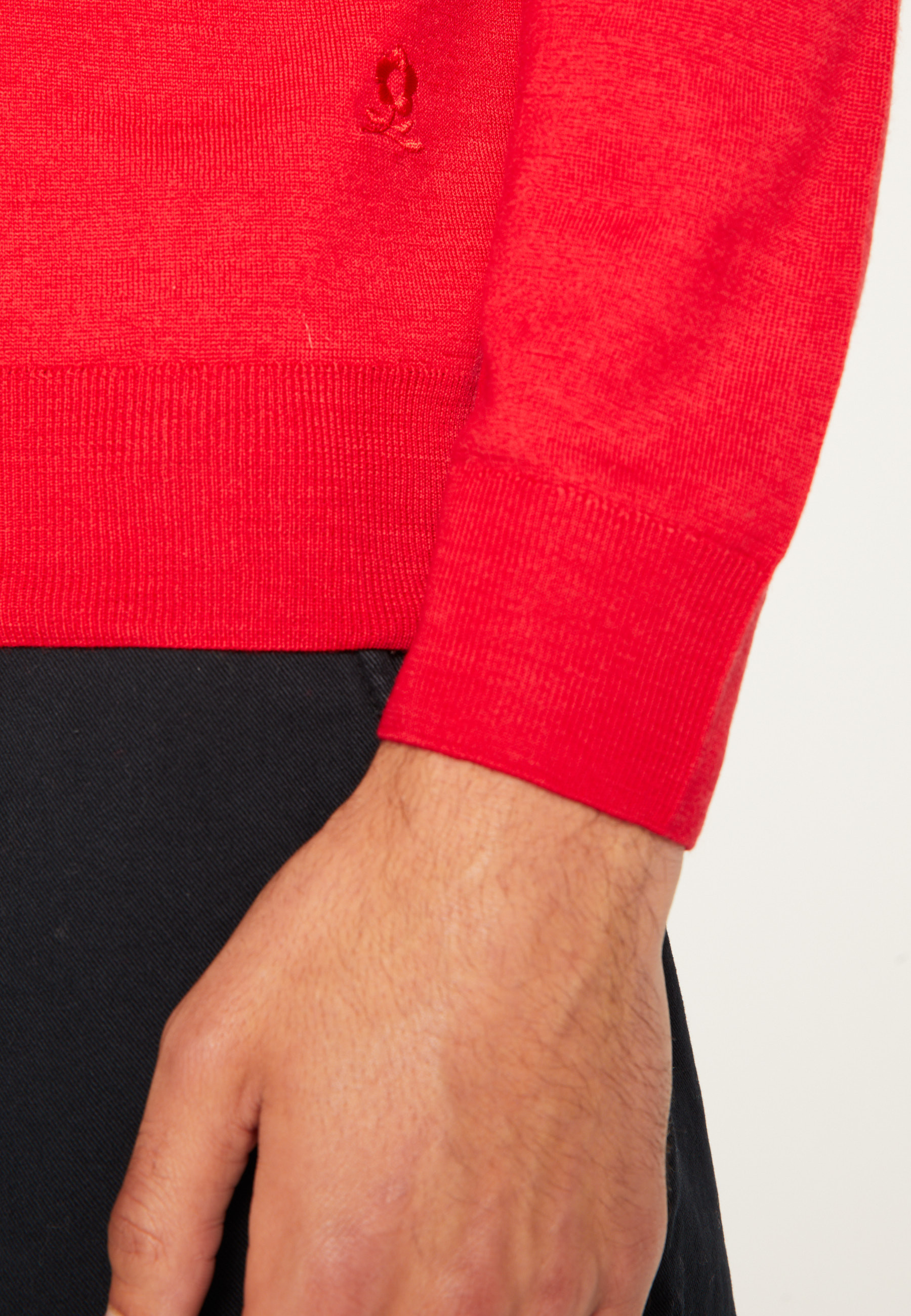 Long-sleeve Merino wool polo MAISON MONTAGUT Red